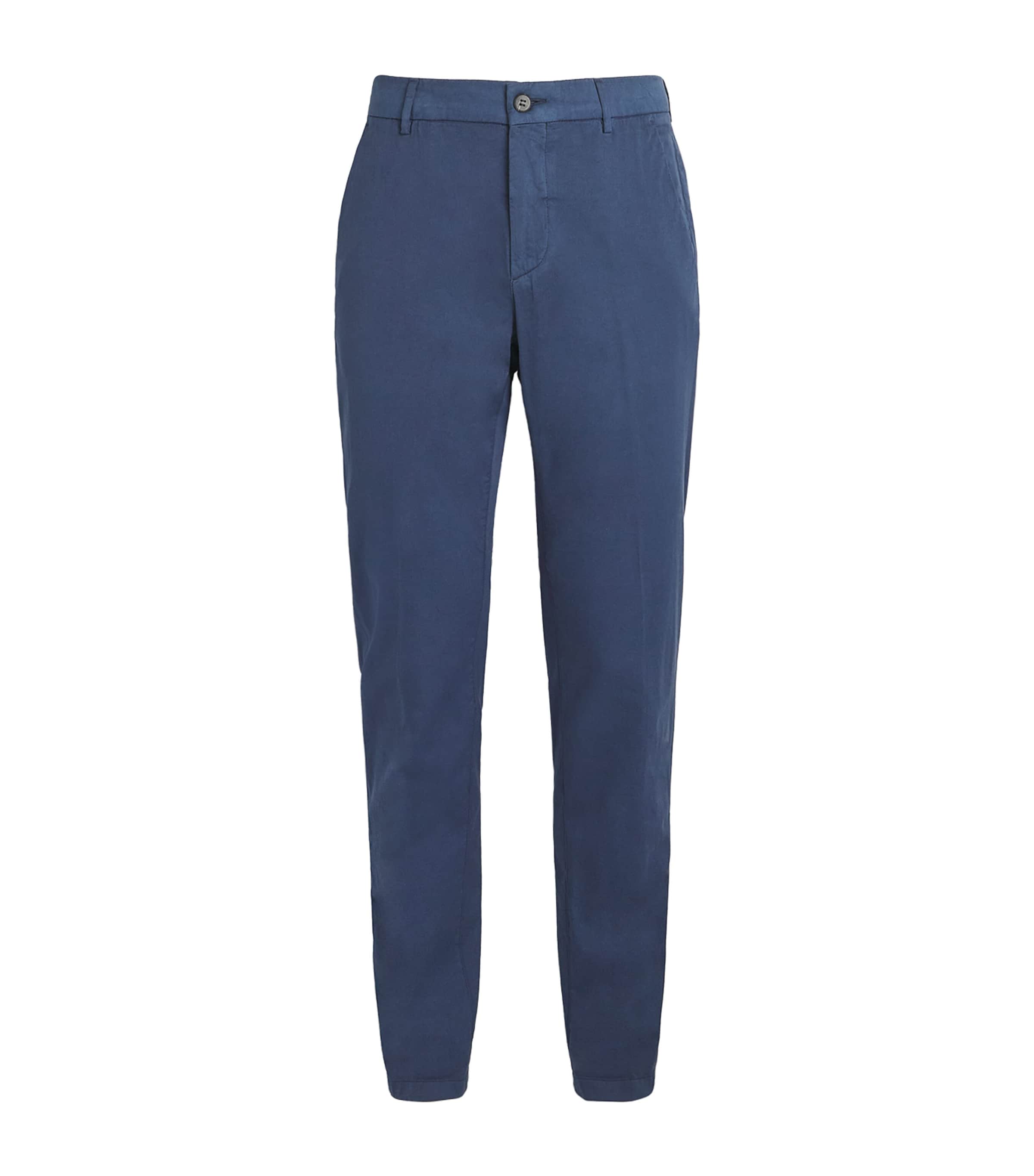Eleventy Mens Cotton-Silk-Blend Chinos Blu Nuovo Image 1