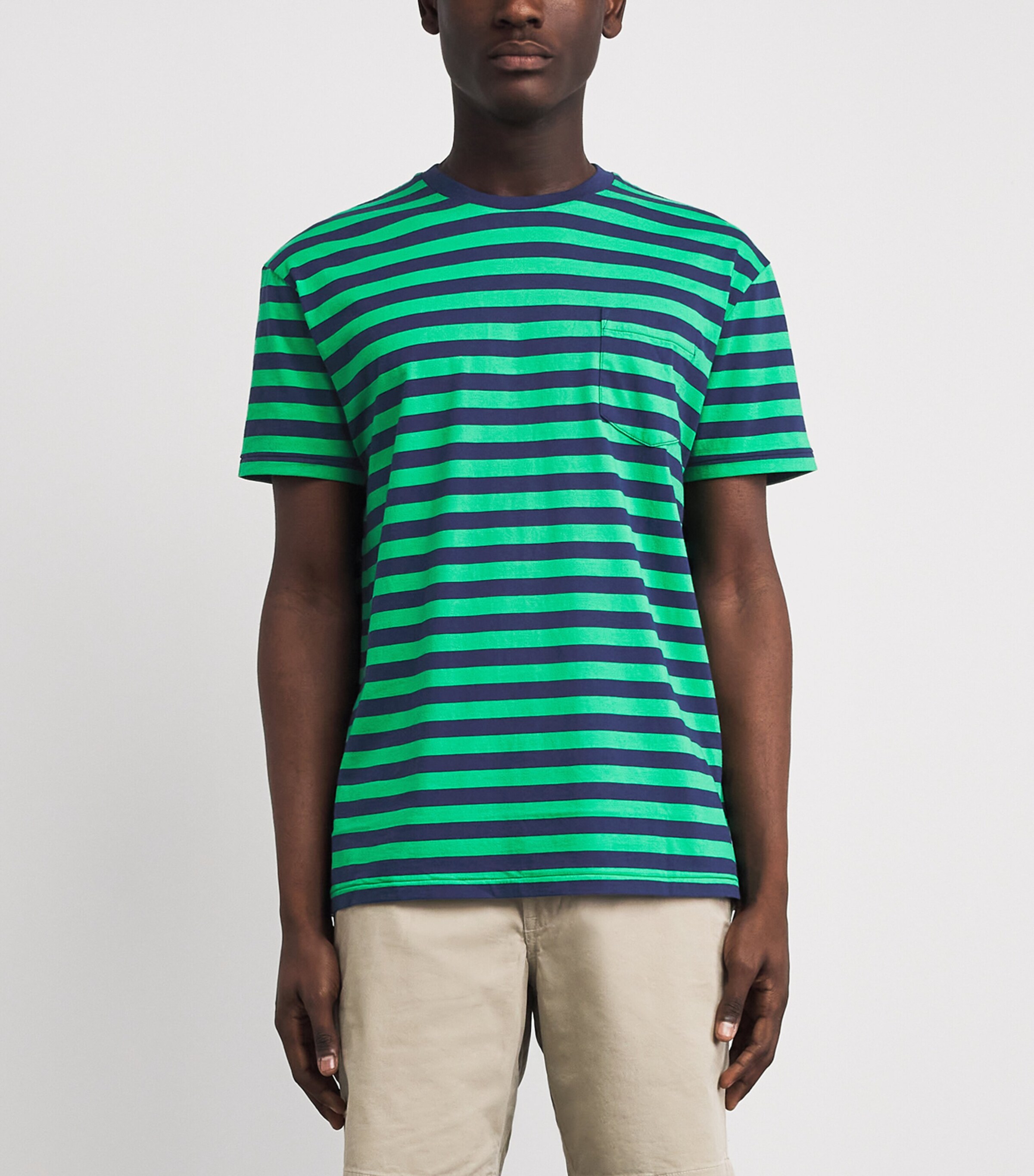 Polo Ralph Lauren Mens Cotton Stripe Classic Fit T-Shirt Ss Emerald/drk Coblt Image 4