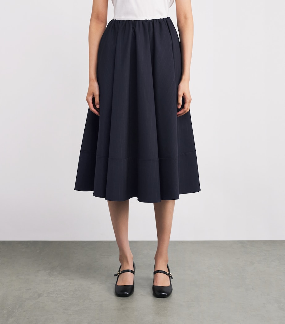 Wool-Blend Pleated Midi Skirt NAVY Image 3