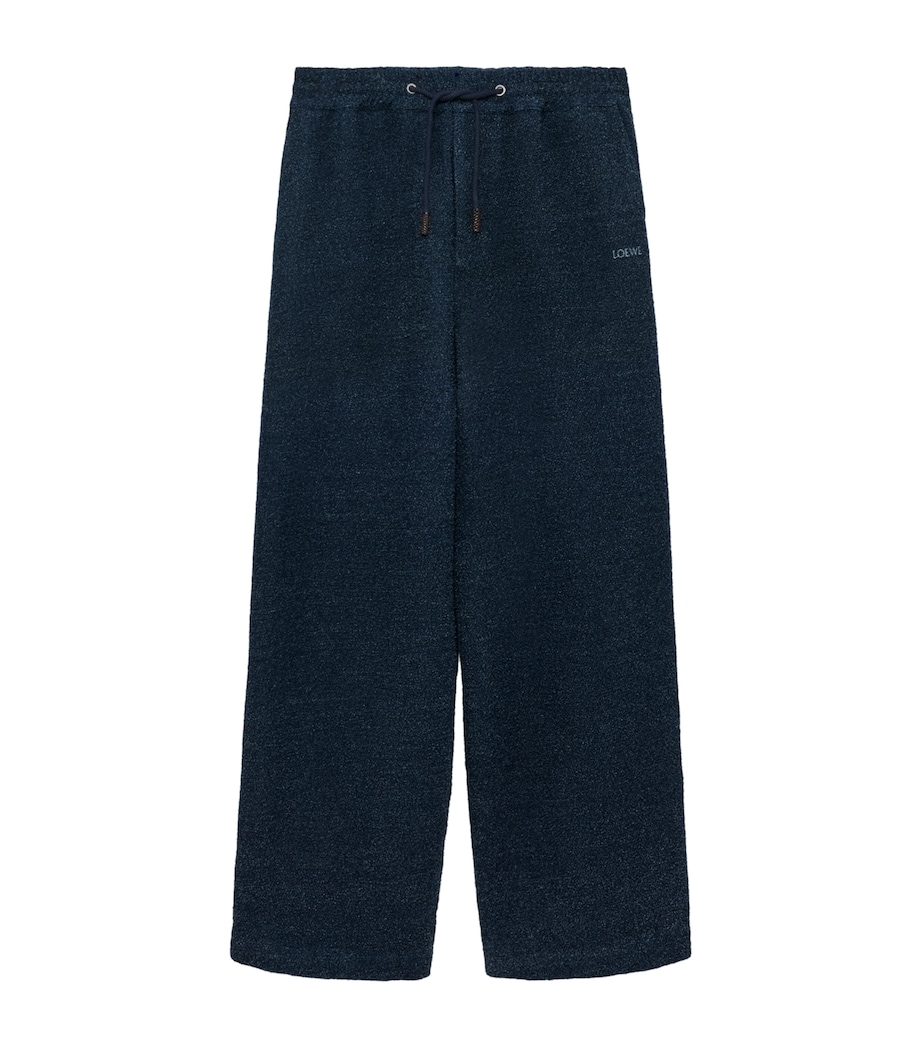 LOEWE Mens Textured Drawstring Trousers Dark Denim Blue Image 1