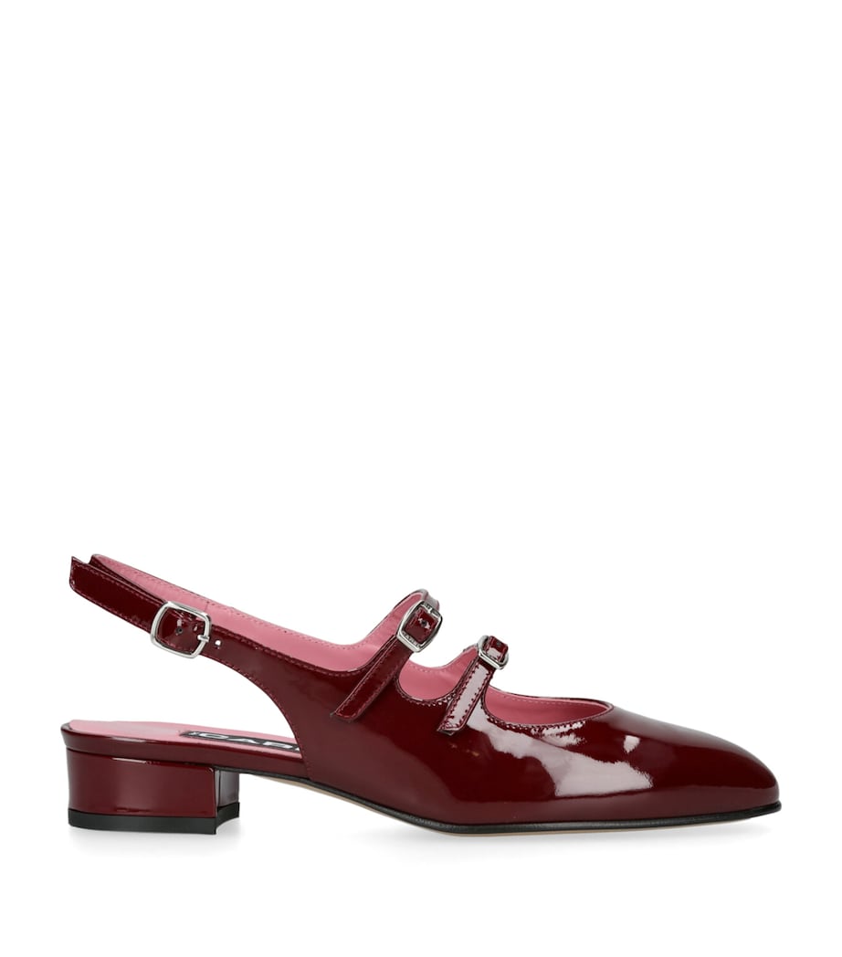 Carel Patent Leather Peche Slingback Pumps Wine Image 1