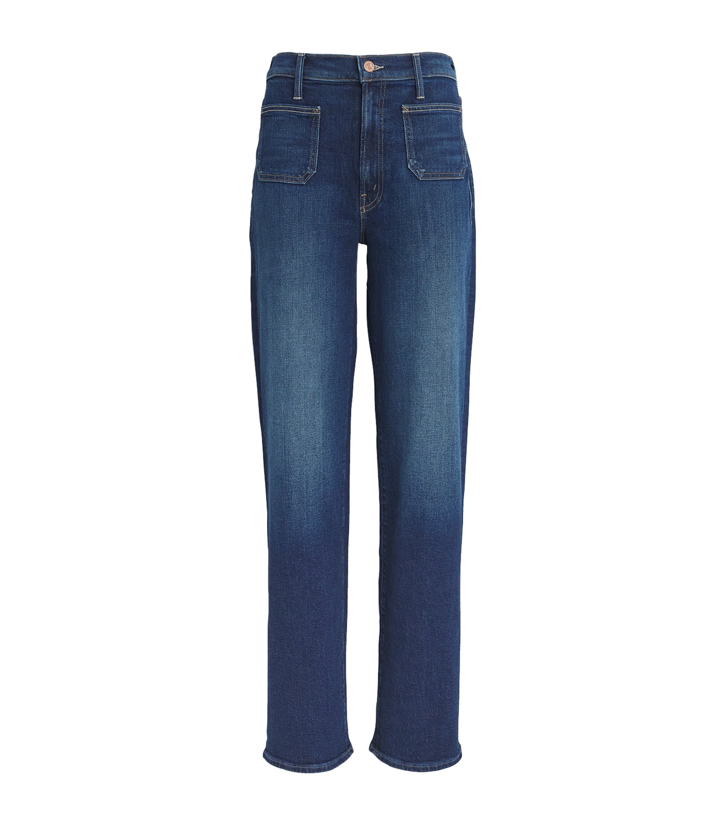 MOTHER Womens Patch Pocket Rambler Zip Straight Jeans These Boots Mde Wlki Image 1