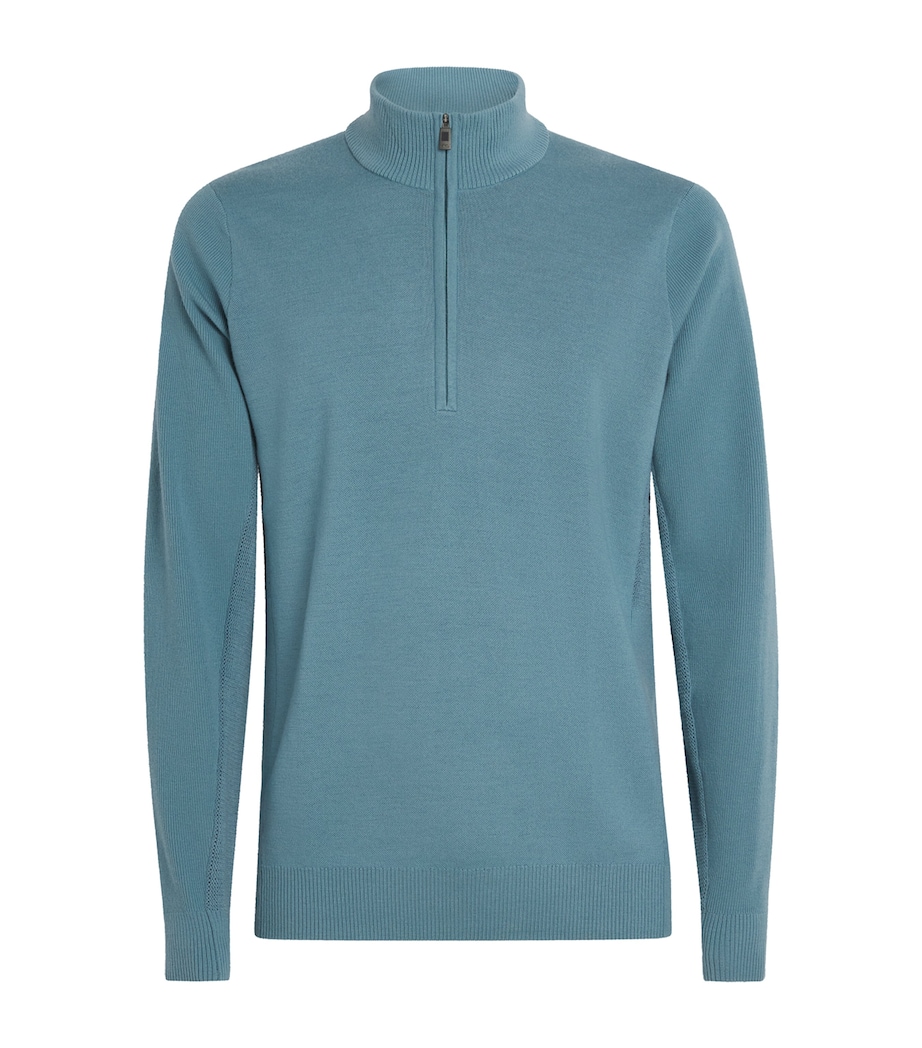 KJUS Mens Merino Wool-Blend Walker Half-Zip Sweater Rvbk / Ablu Image 1