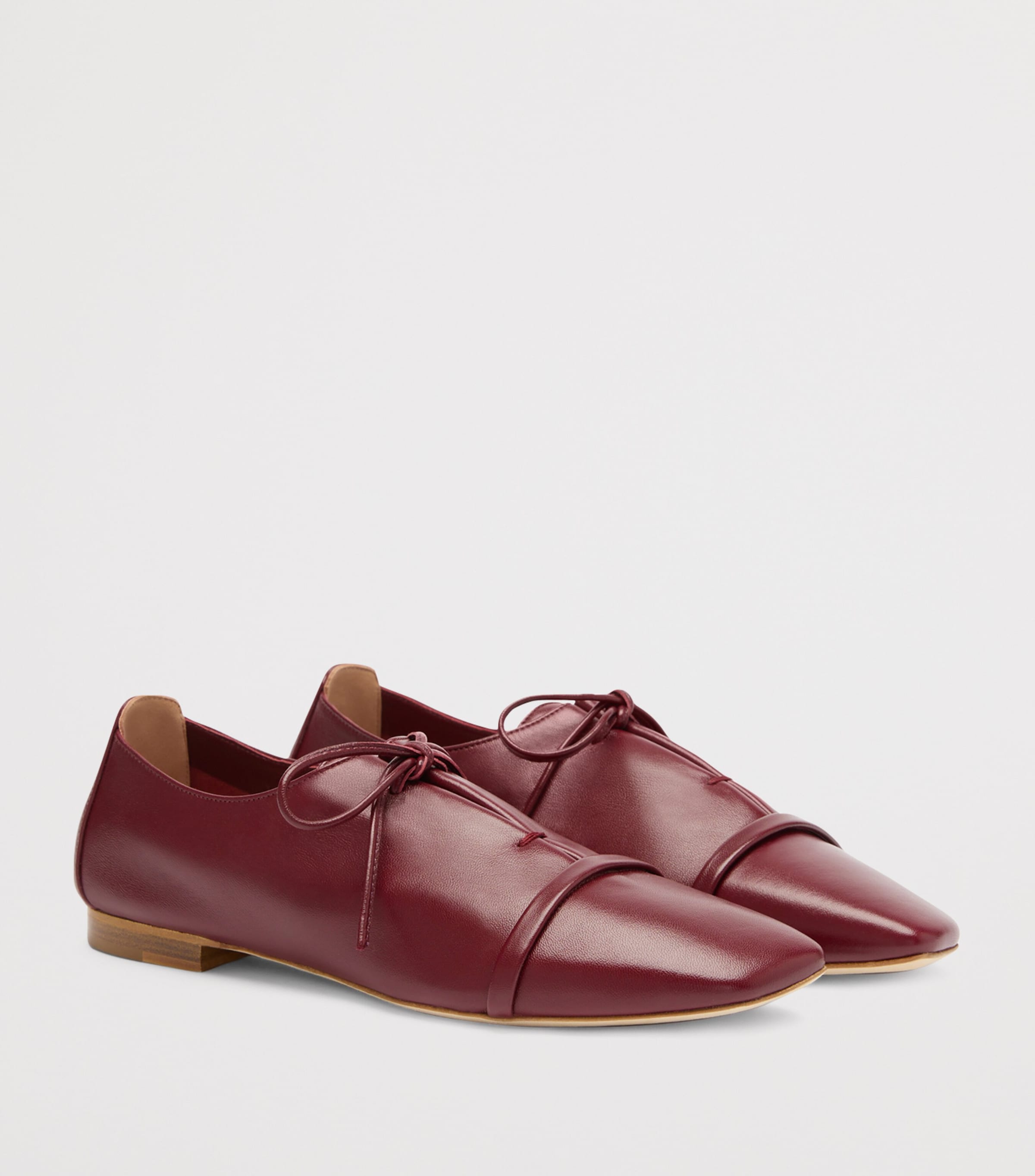 Nappa Leather Lace-Up Jean Flats ROSEWOOD Image 3