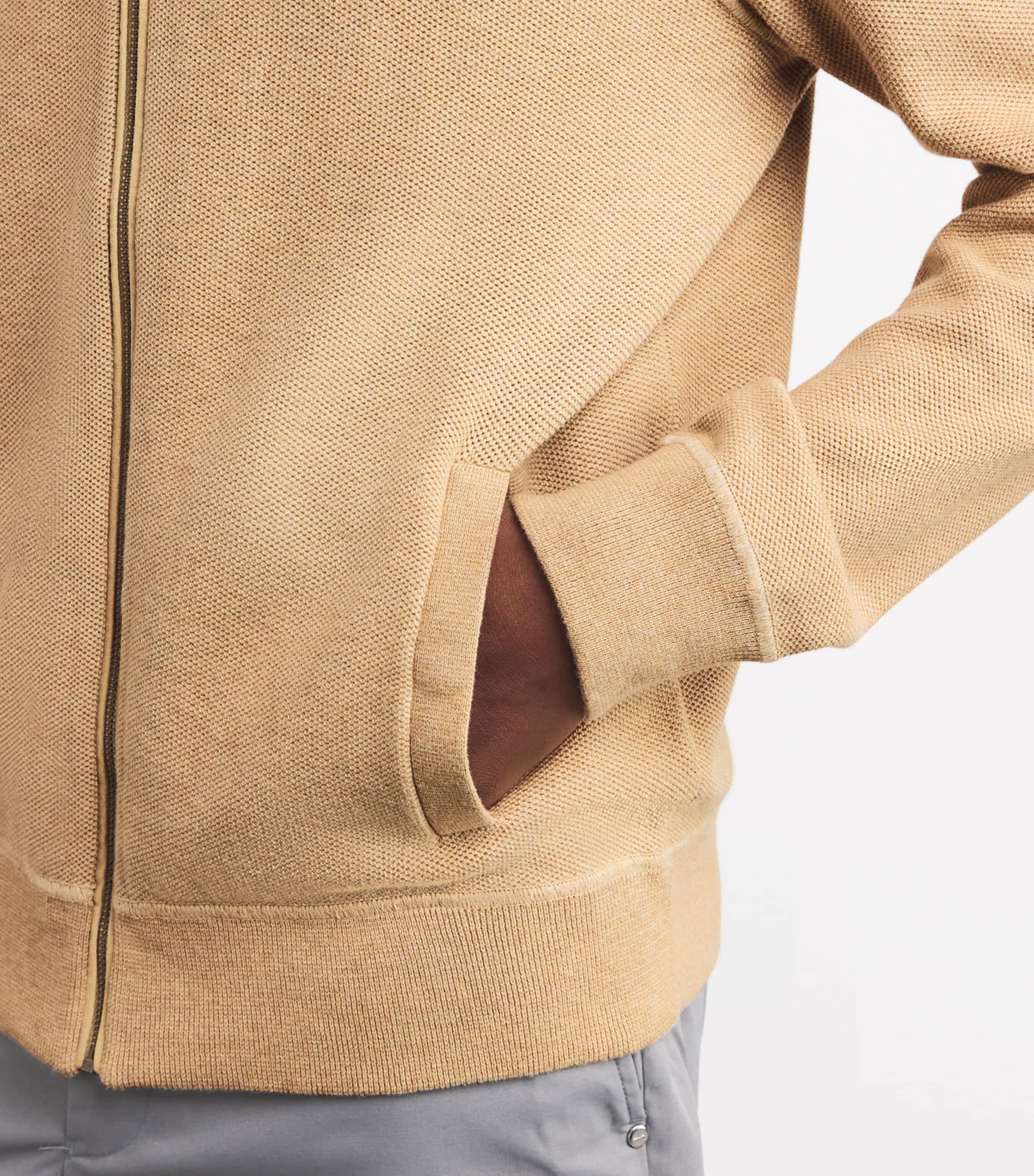 RLX Ralph Lauren Mens Cotton Zip-Up Cardigan Camel Combo Image 6
