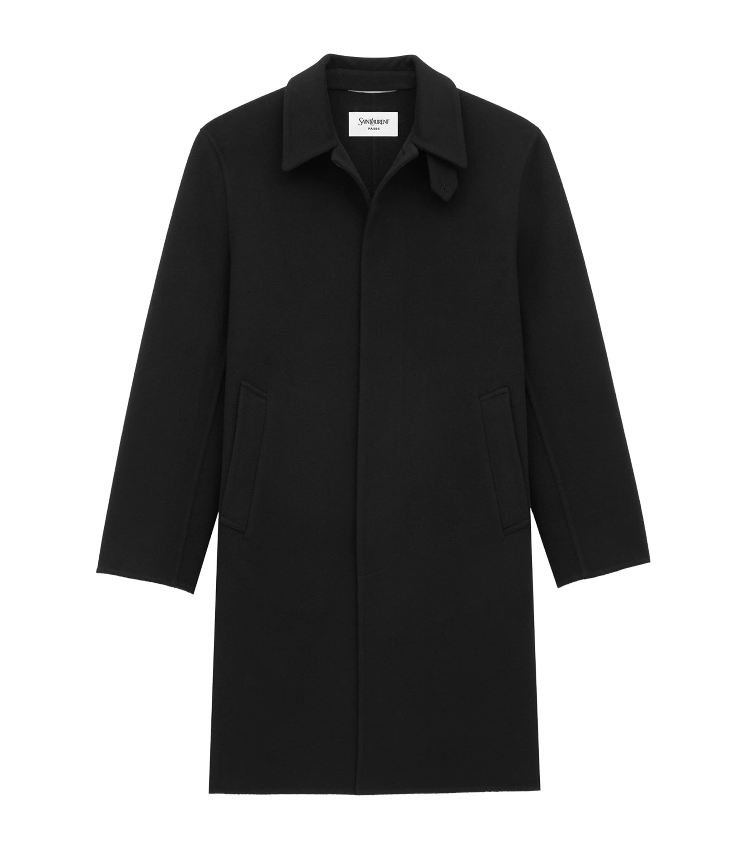 Saint Laurent Coat In Double-face Wool In Black