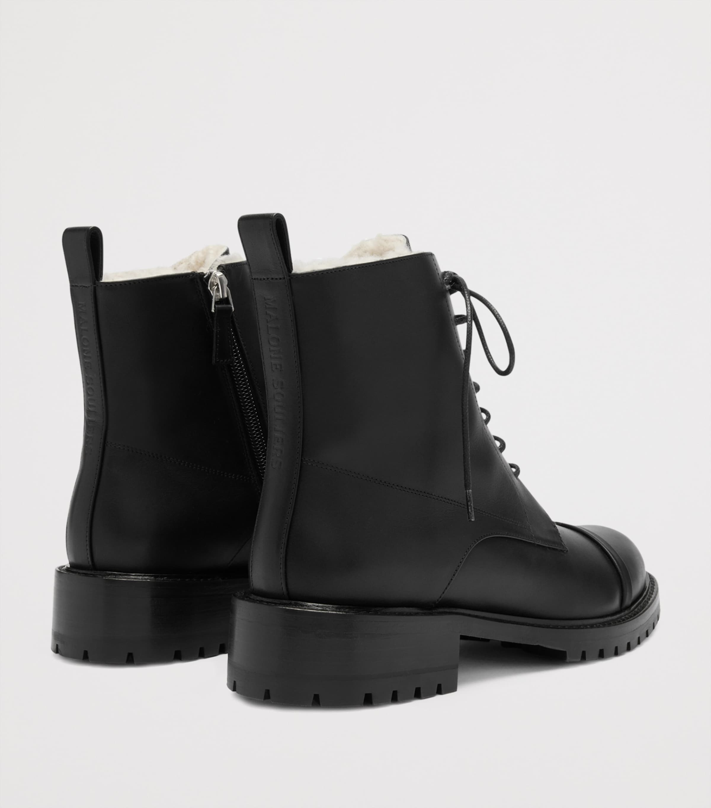 Leather-Shearling Miller Ankle Boots BLACK Image 4