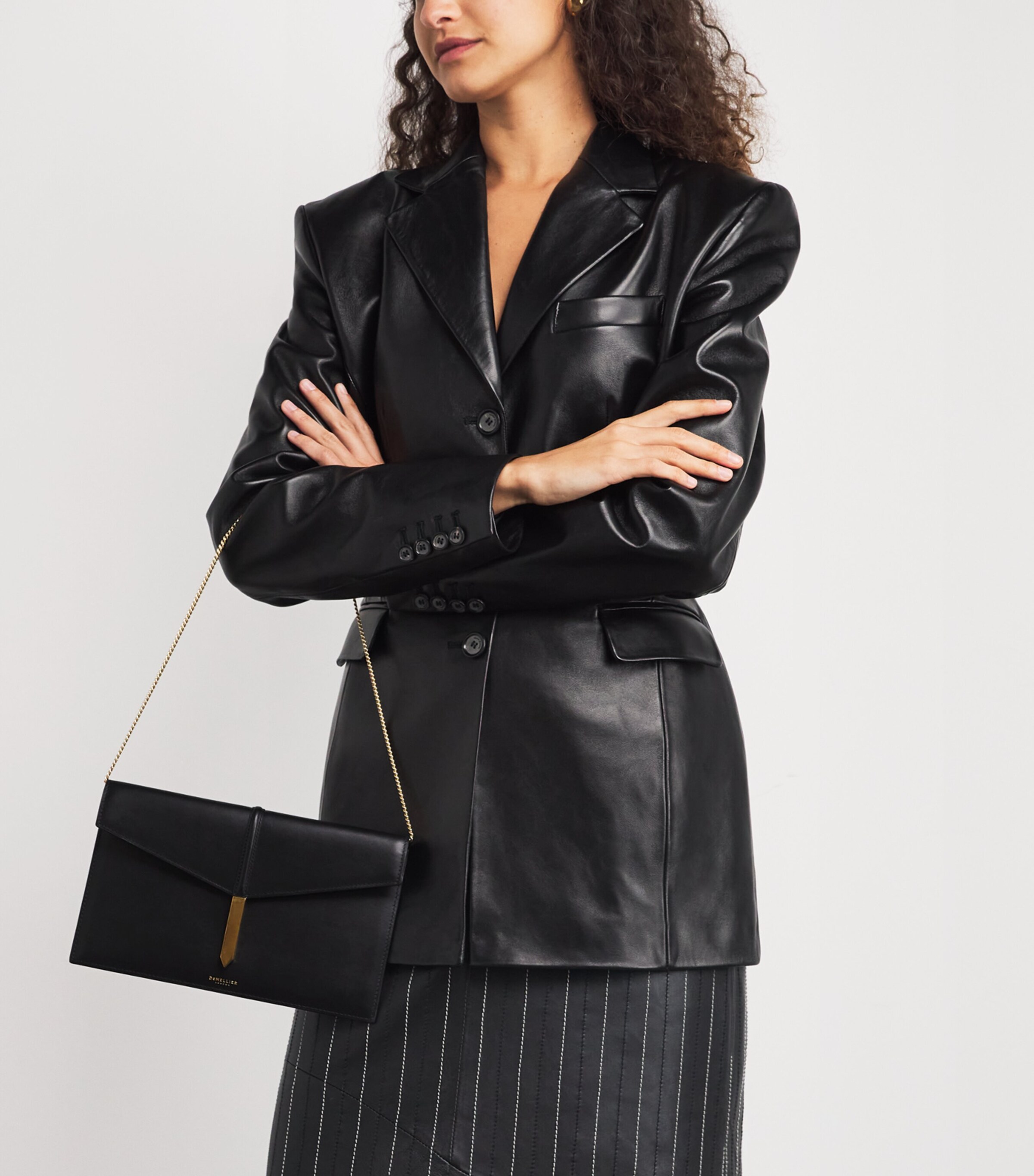 Demellier Leather Tokyo Clutch Bag Black Image 5