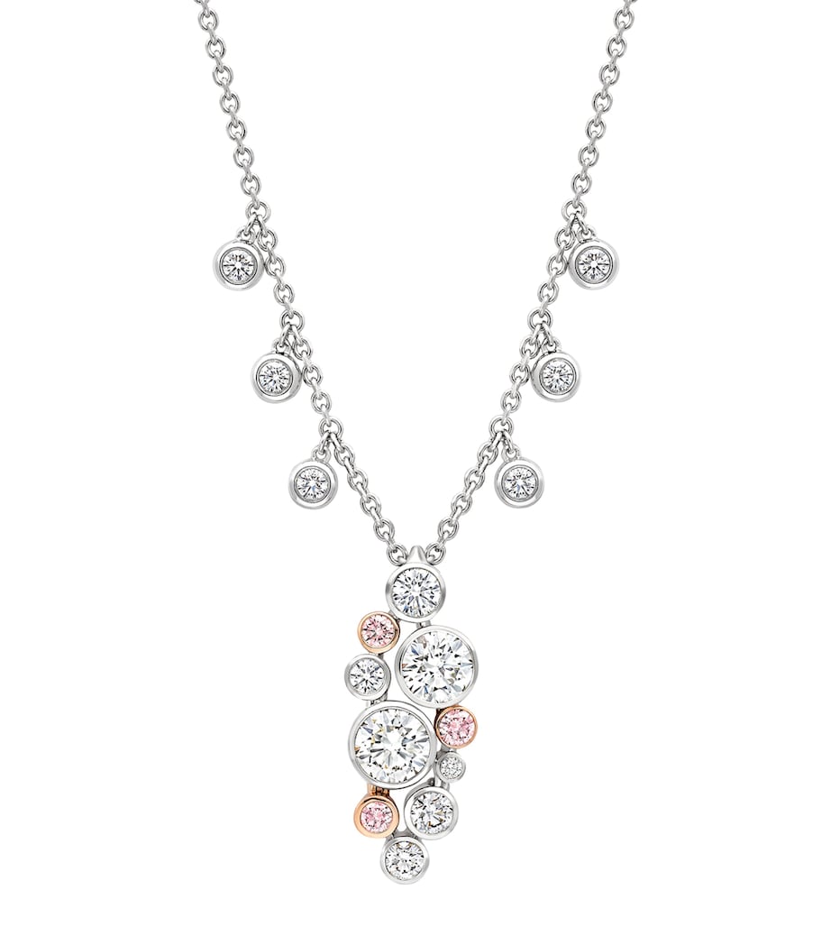 Boodles Platinum, Rose Gold, White Diamond and Pink Diamond Raindance 25 Pendant Necklace Platinum Image 1