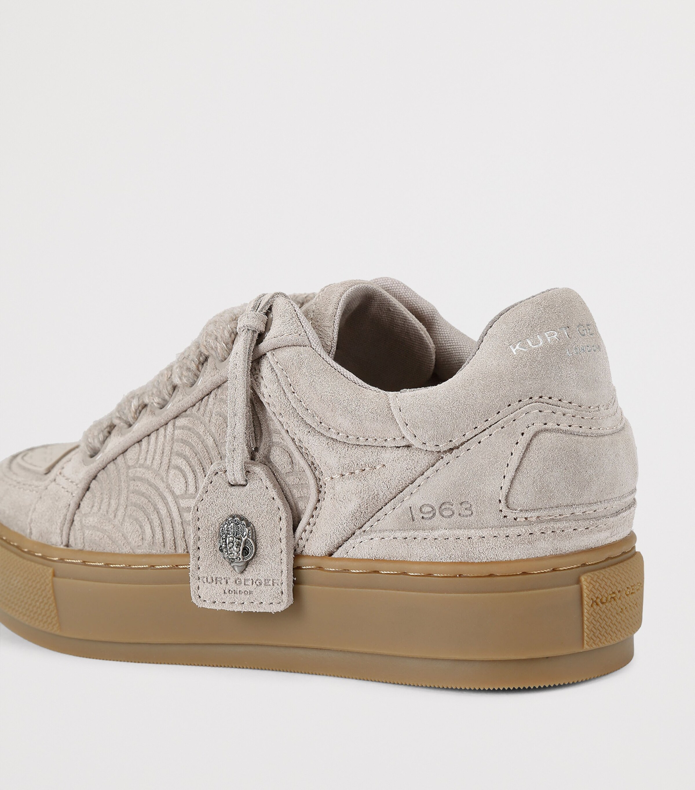 Kurt Geiger London Suede Southbank Tag Sneakers Taupe Image 3