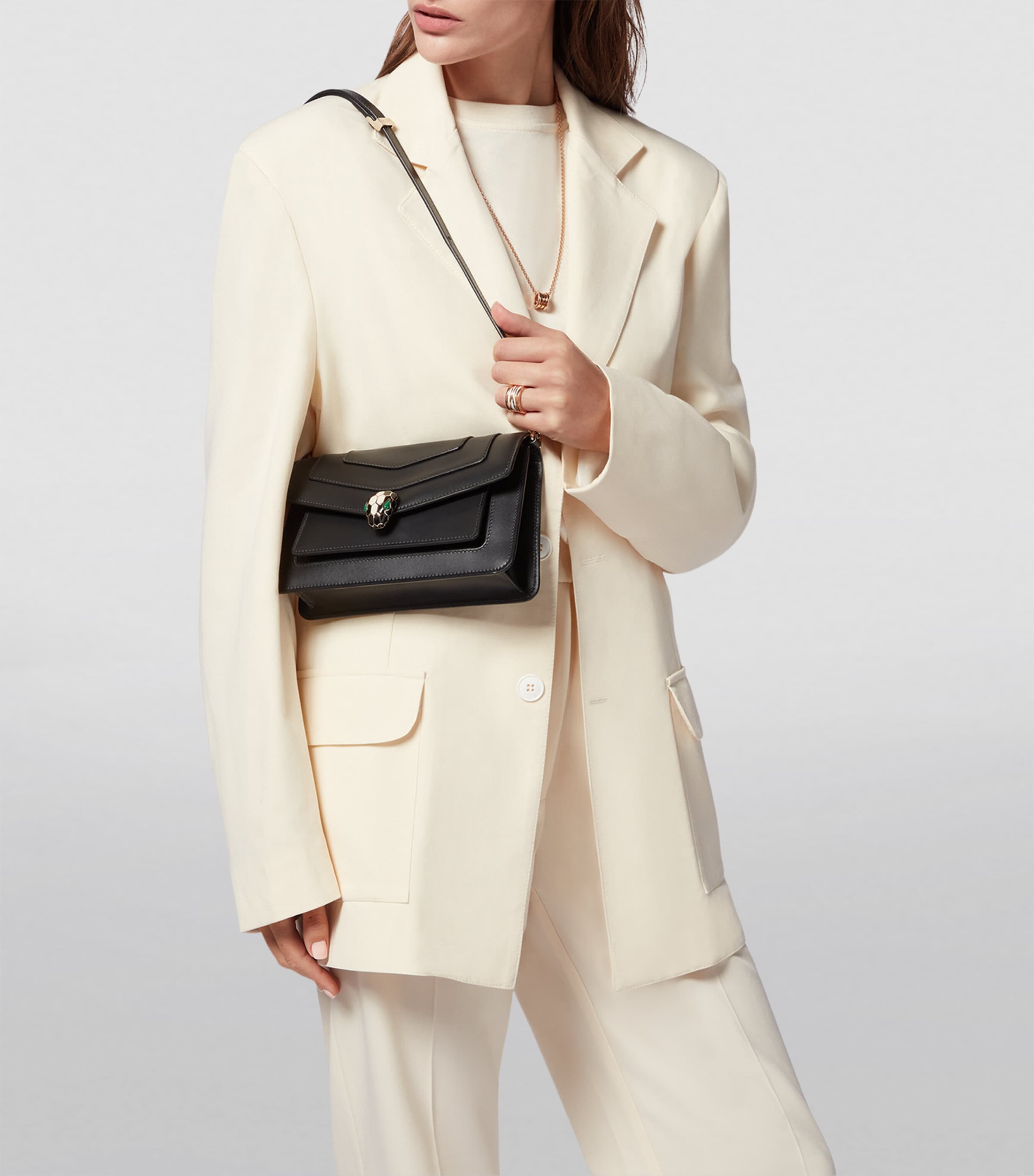 Serpenti Forever East-West Shoulder Bag BLACK Image 8