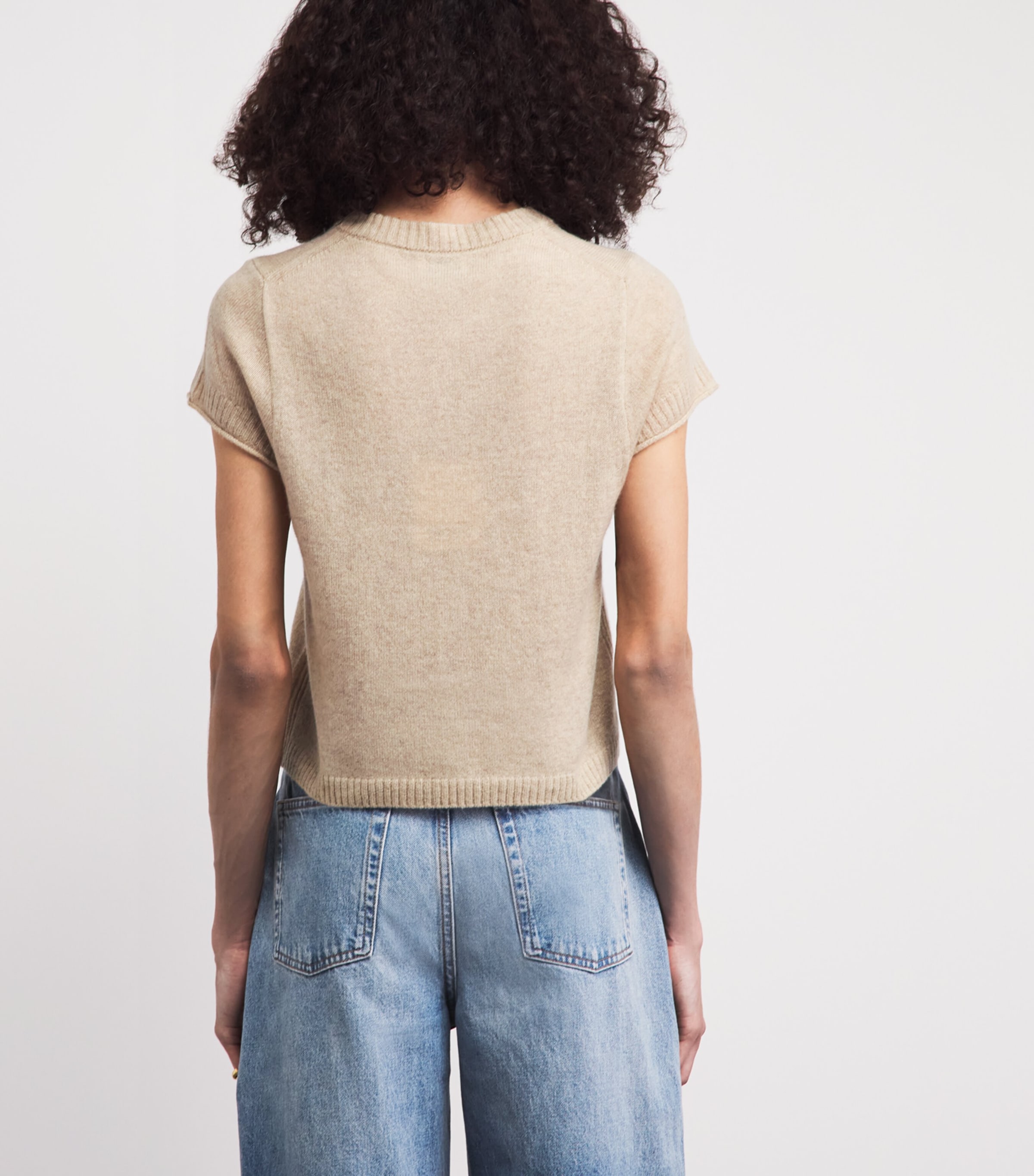 ME+EM Womens Cashmere Baby T-Shirt Oatmeal Image 5