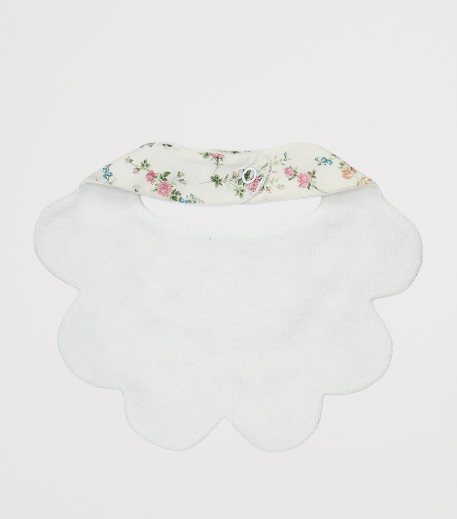 Trotters Cotton Elizabeth Print Scalloped Bib White Image 2
