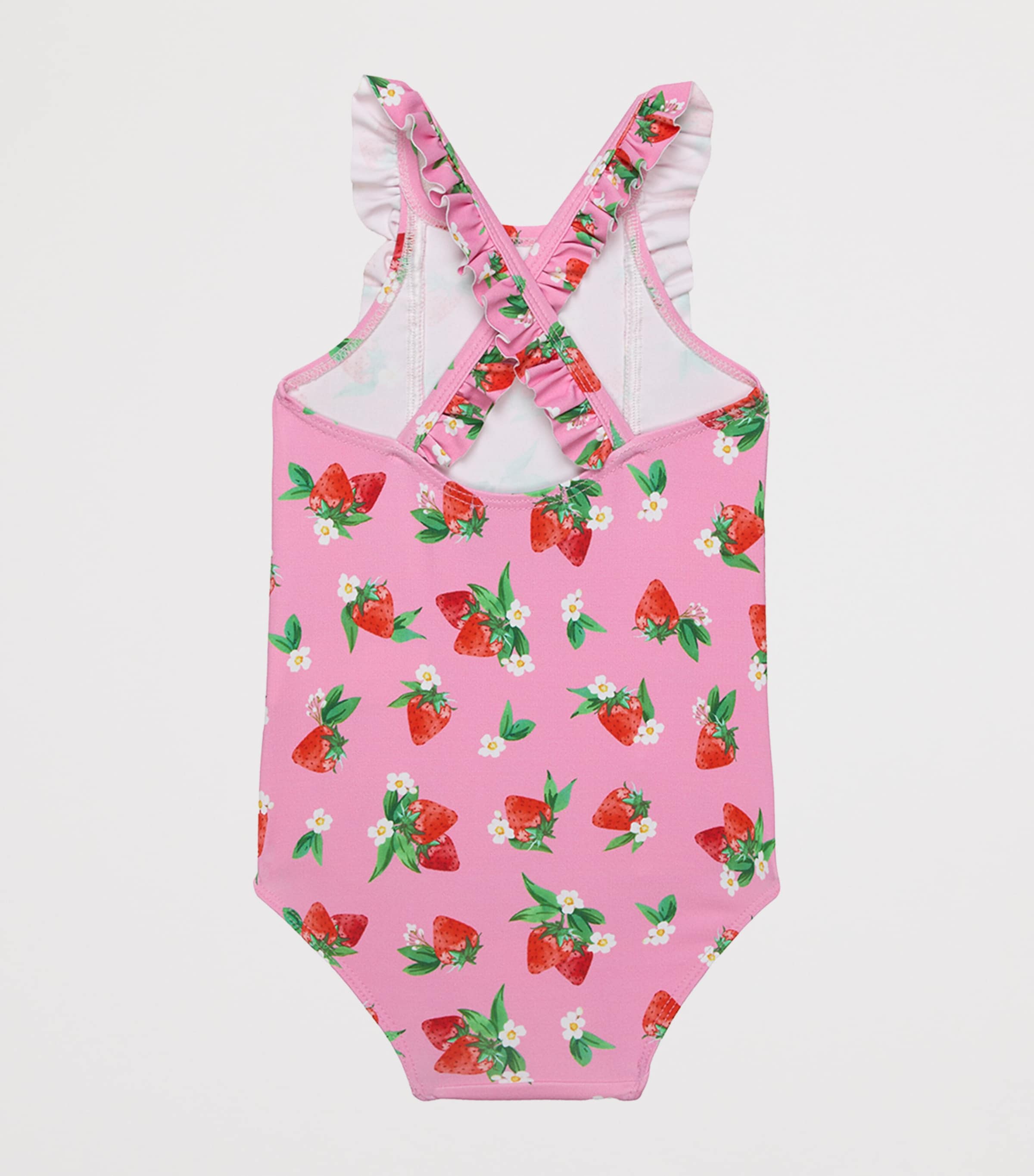 Trotters Ruffle Strawberry Print Swimsuit (3-24 Months) Pink/strawberry Image 2