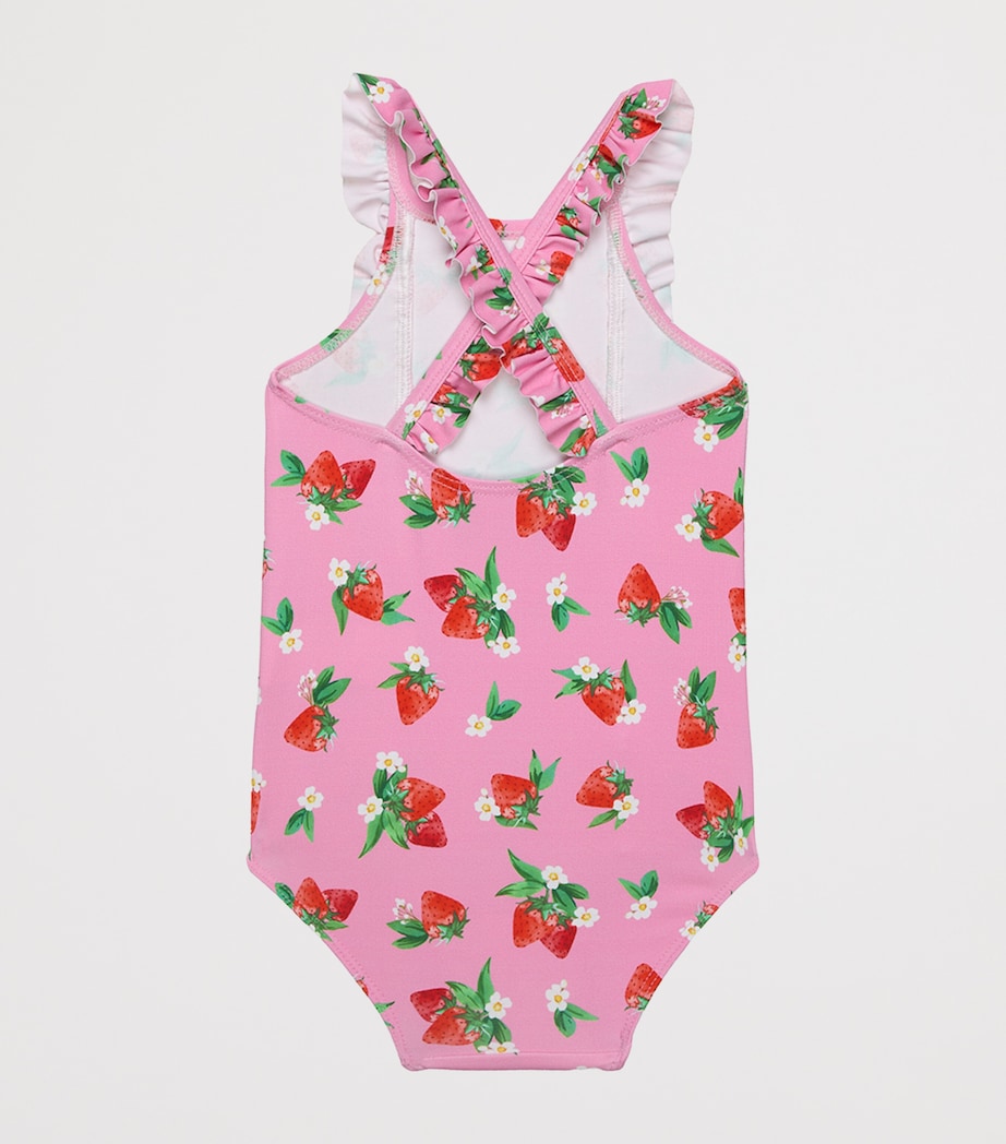 Trotters Ruffle Strawberry Print Swimsuit (3-24 Months) Pink/strawberry Image 2