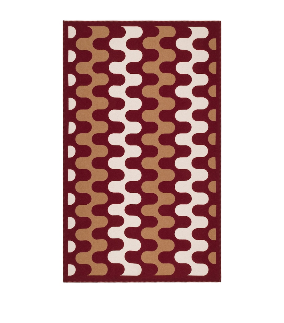 Wool Modernism Throw (135cm x 220cm) 7E15 - BURGUNDY/TAN Image 1