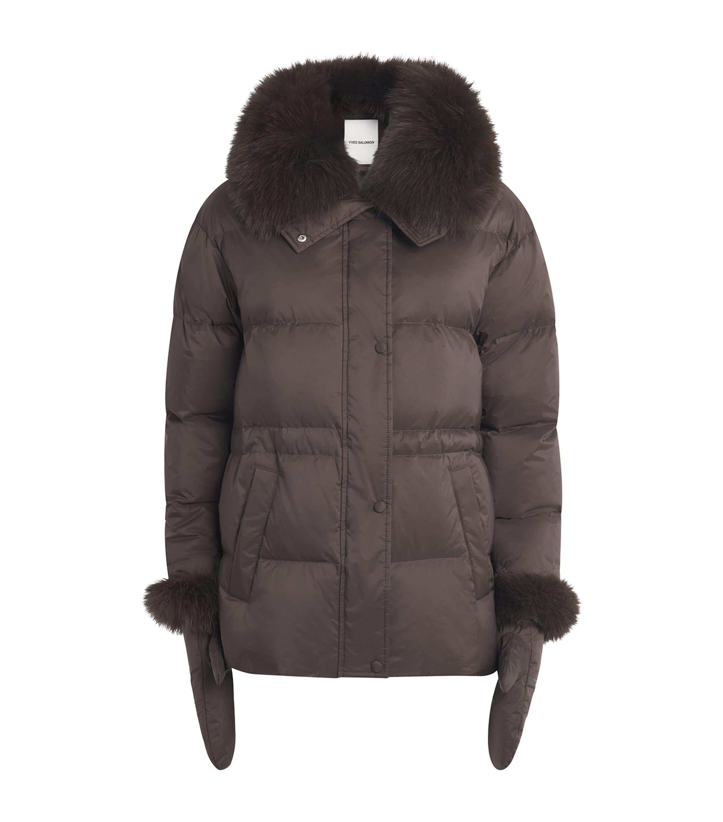Yves Salomon Womens Down Fur-Trim Technical Puffer Jacket Image 1