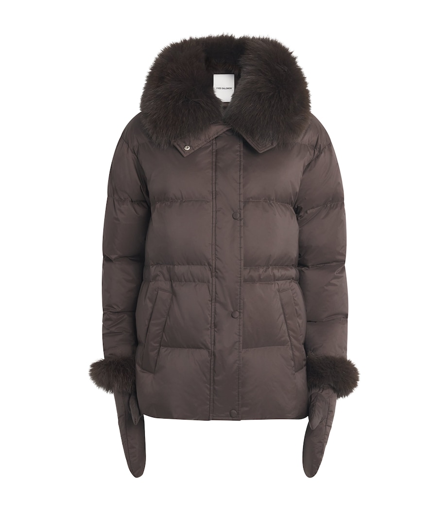 Yves Salomon Womens Down Fur-Trim Technical Puffer Jacket Image 1