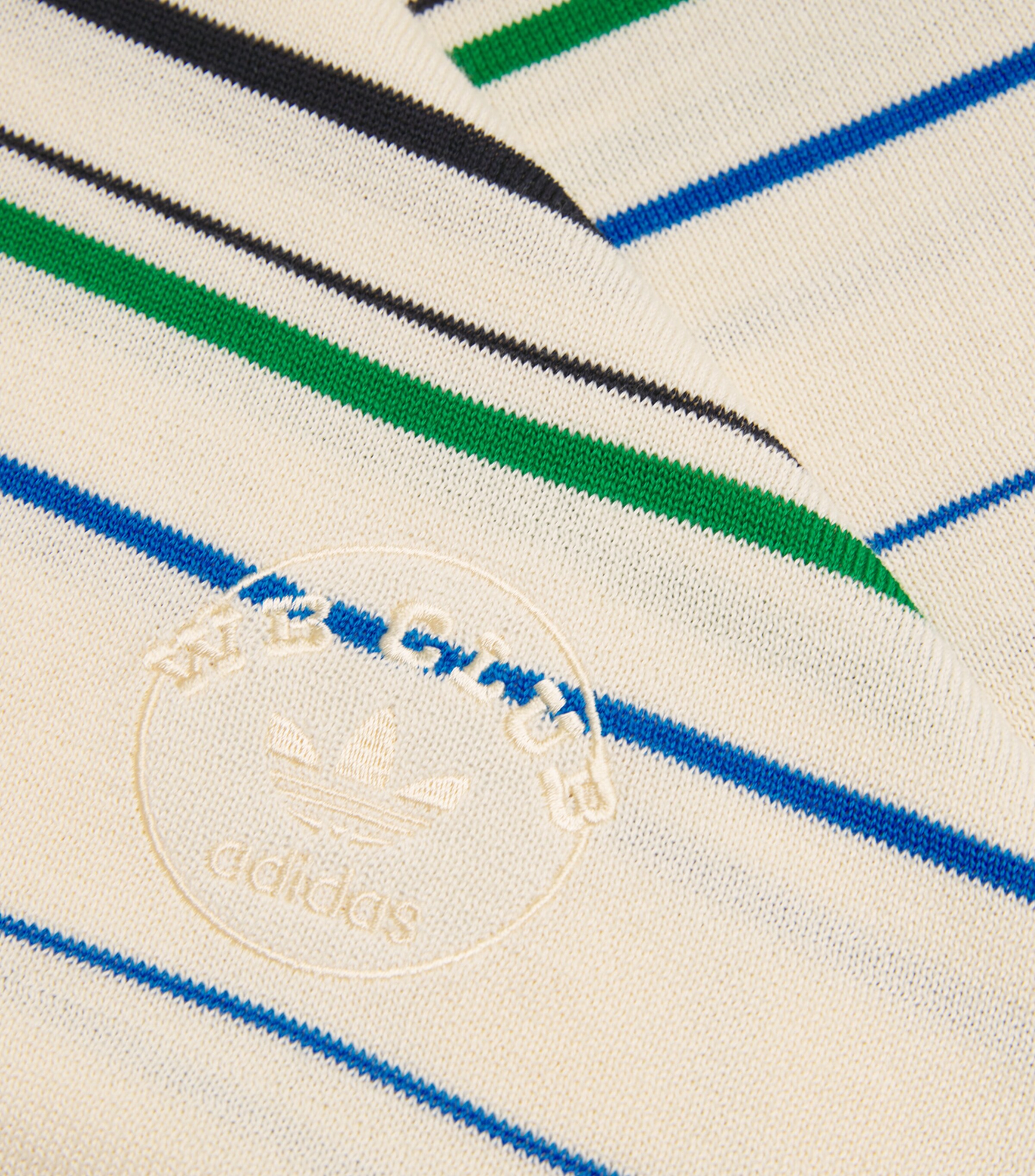 adidas Mens x Wales Bonner Cotton-Blend Striped T-Shirt Wht/grn/blu/indigo Image 5