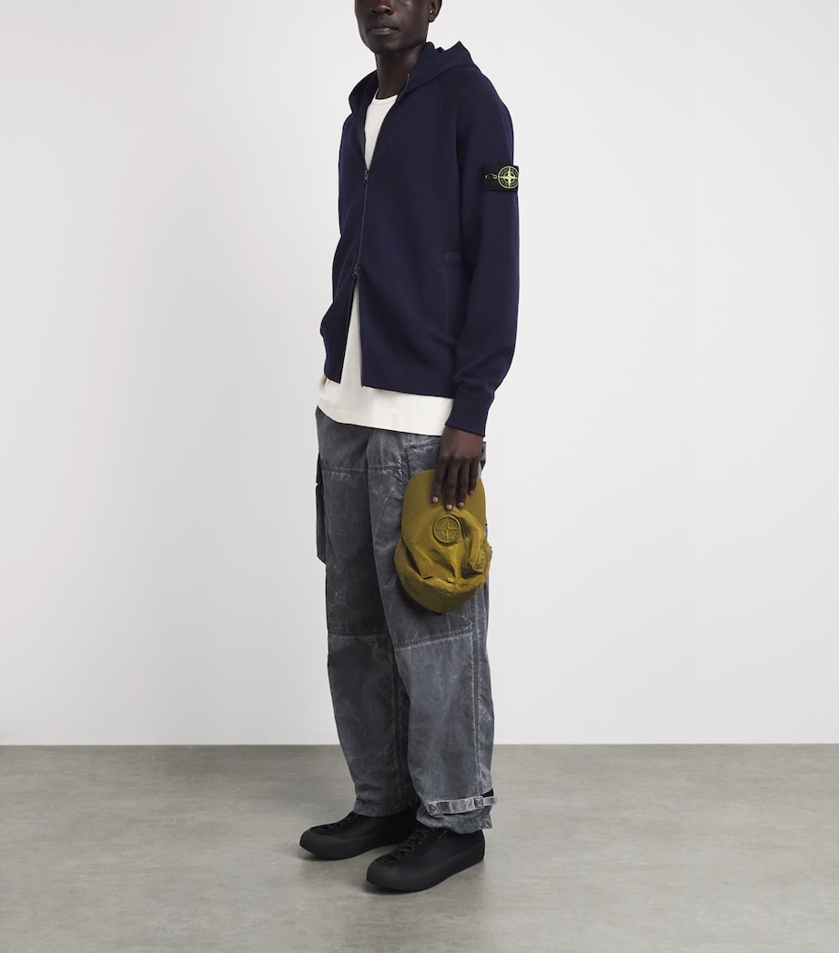 Stone Island Mens Virgin Wool-Blend Zip-Up Hoodie Image 2