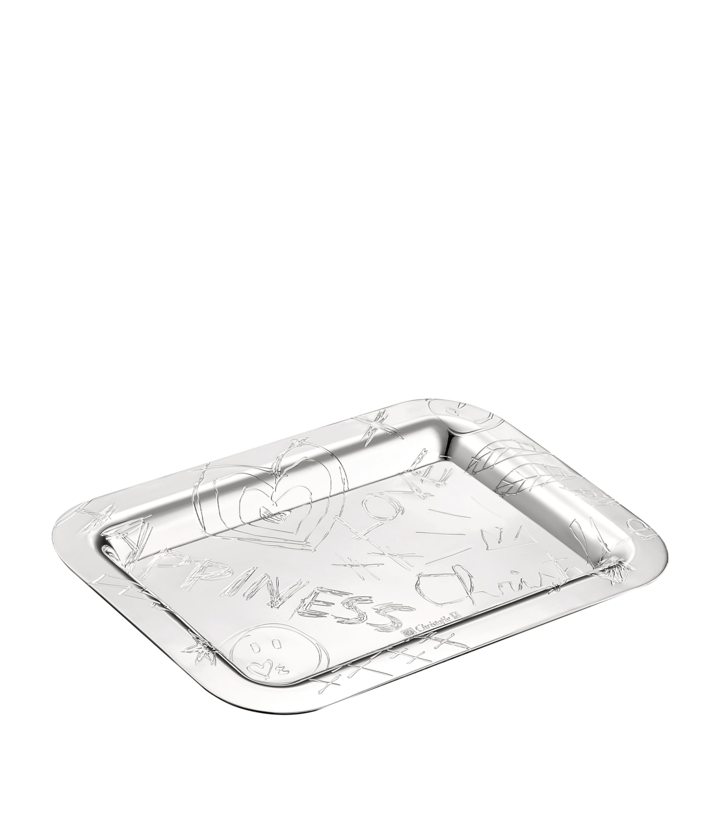 Christofle Silver-plated Graffiti Tray In Silver