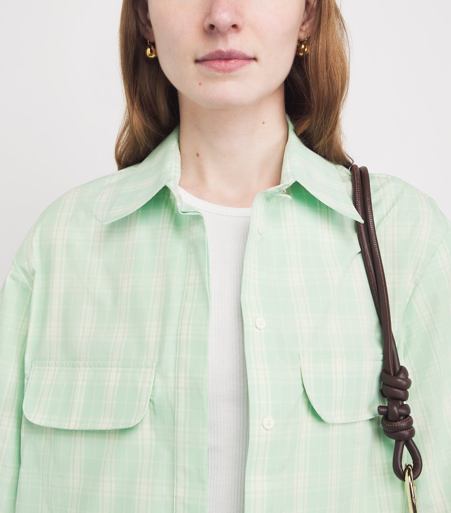 Sandro Paris Womens Cotton Check Shirt Green / Ecru Image 3