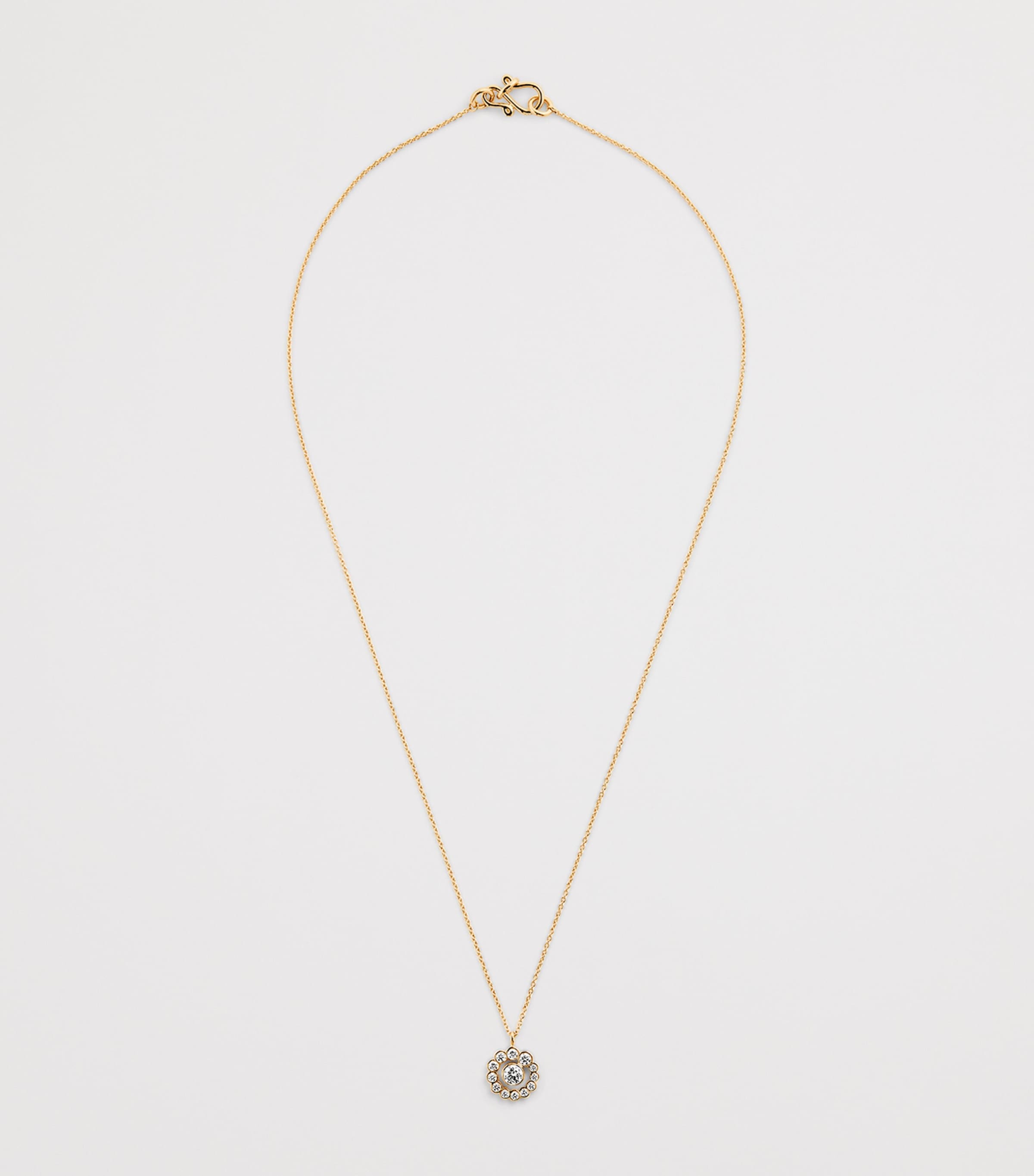 Yellow Gold and Diamond Lily Fleur Simple Necklace YELLOW GOLD Image 3