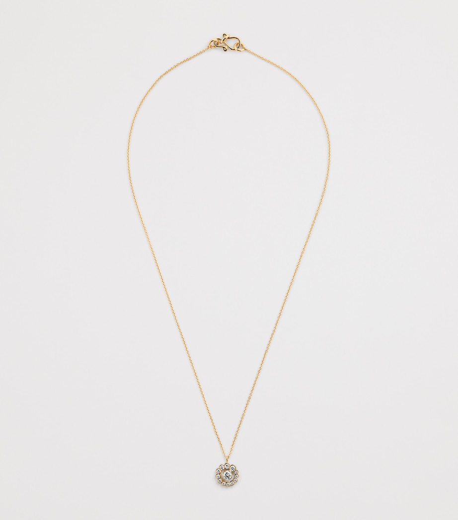 Yellow Gold and Diamond Lily Fleur Simple Necklace YELLOW GOLD Image 3