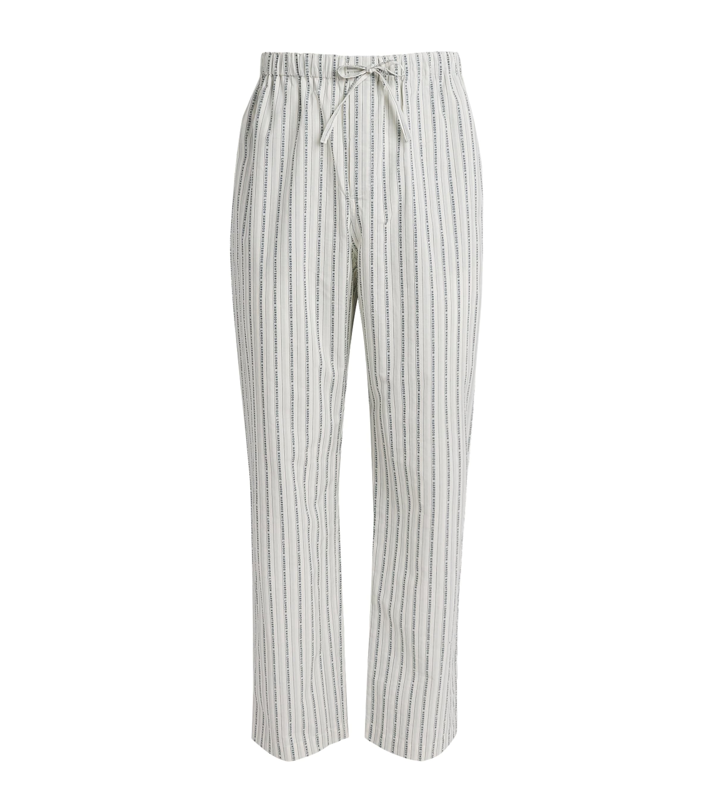 Cotton Stripe Logo Pyjama Bottoms GREEN Image 1