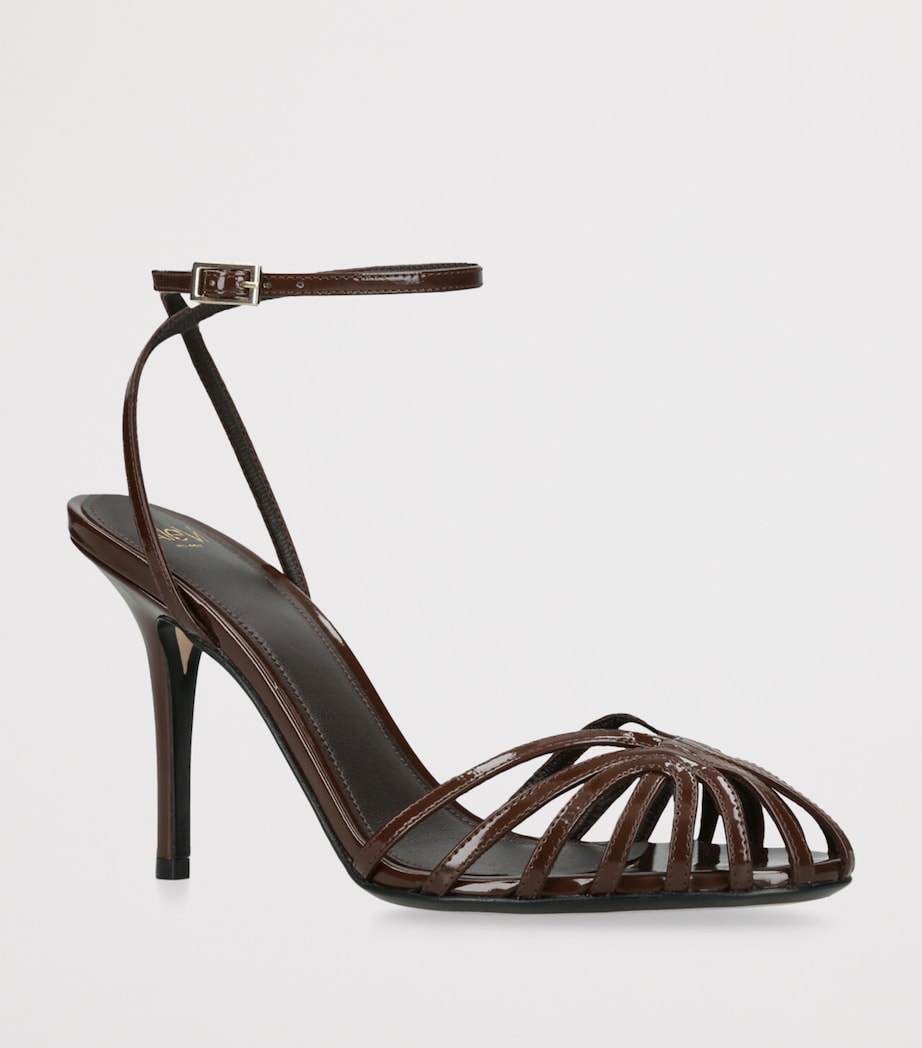 Alevì Patent Leather Blake Heeled Sandals 95 Dark Brown Image 3