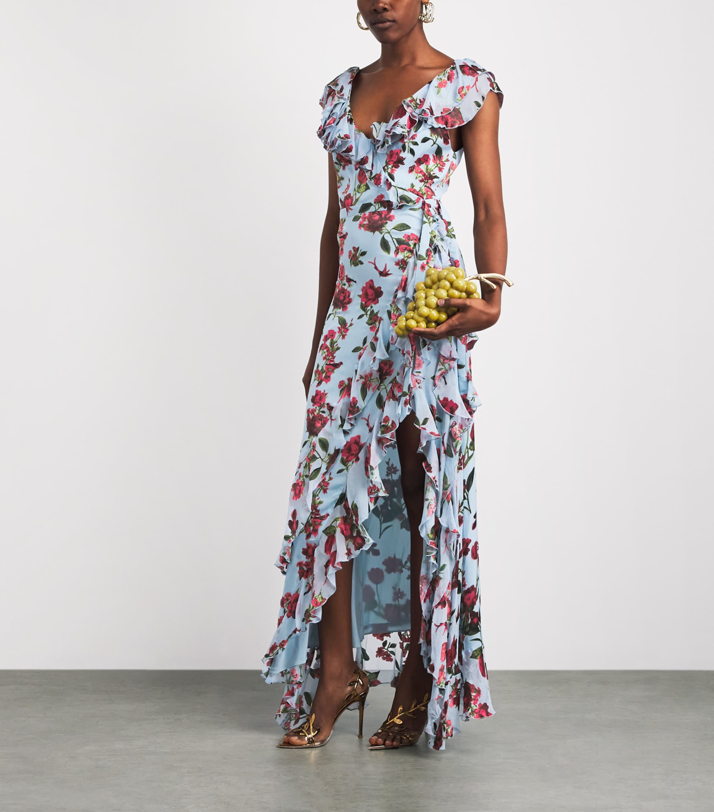 Alice+Olivia Womens Floral Kristen Maxi Dress Amrcn Bty Crlna Blue Image 2