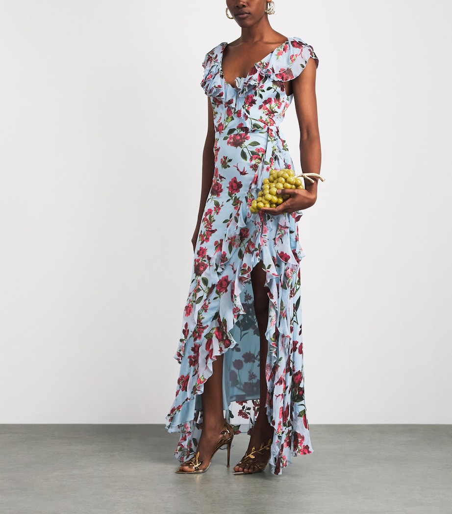 Alice+Olivia Womens Floral Kristen Maxi Dress Amrcn Bty Crlna Blue Image 2
