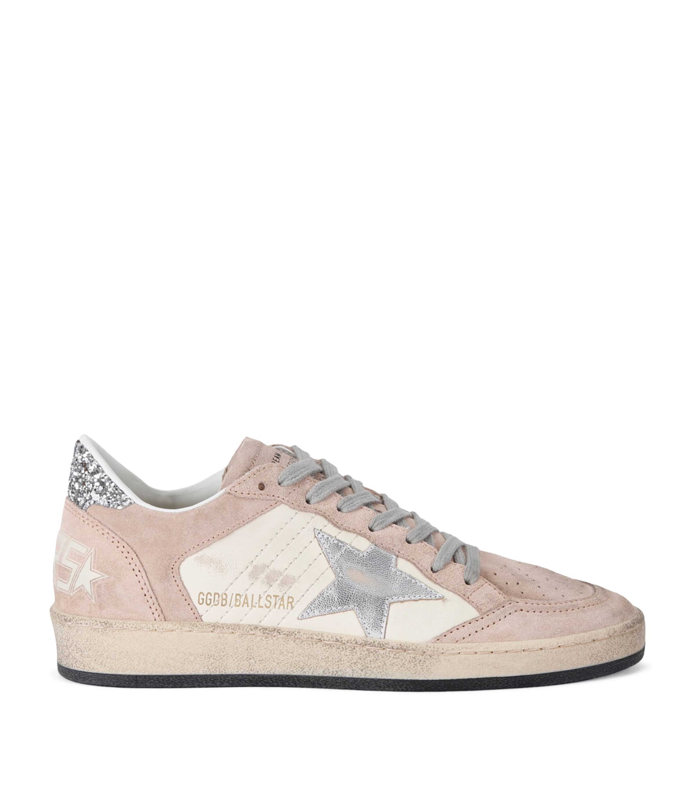 Golden Goose Suede Embellished Ball Star Sneakers In Nude