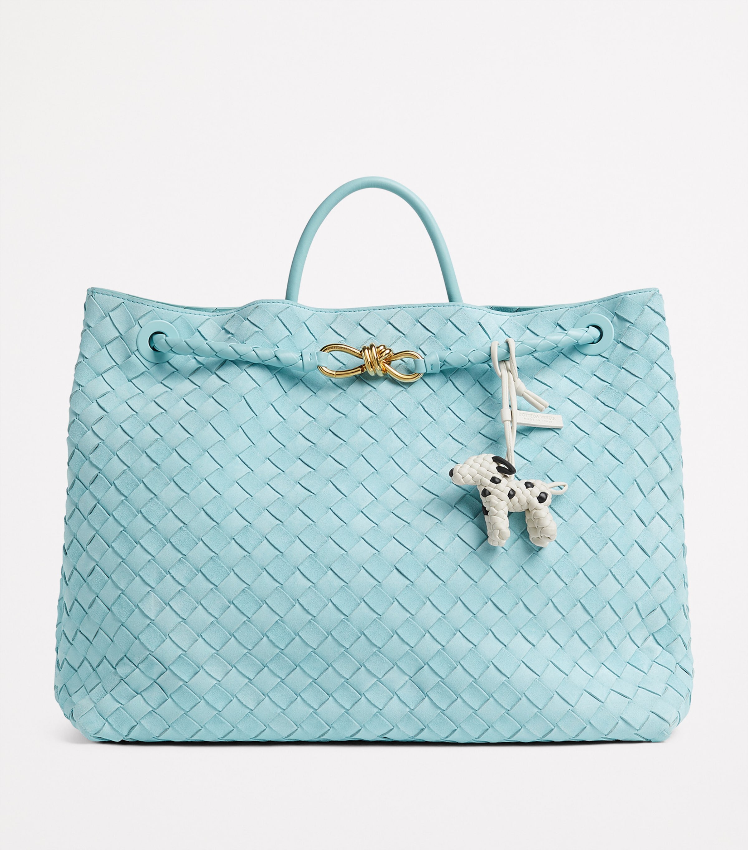 Bottega Veneta 犬型チャーム ラムスキン ホワイト Bottega Veneta White Lambskin Woven Dalmatian Charm | Harrods US