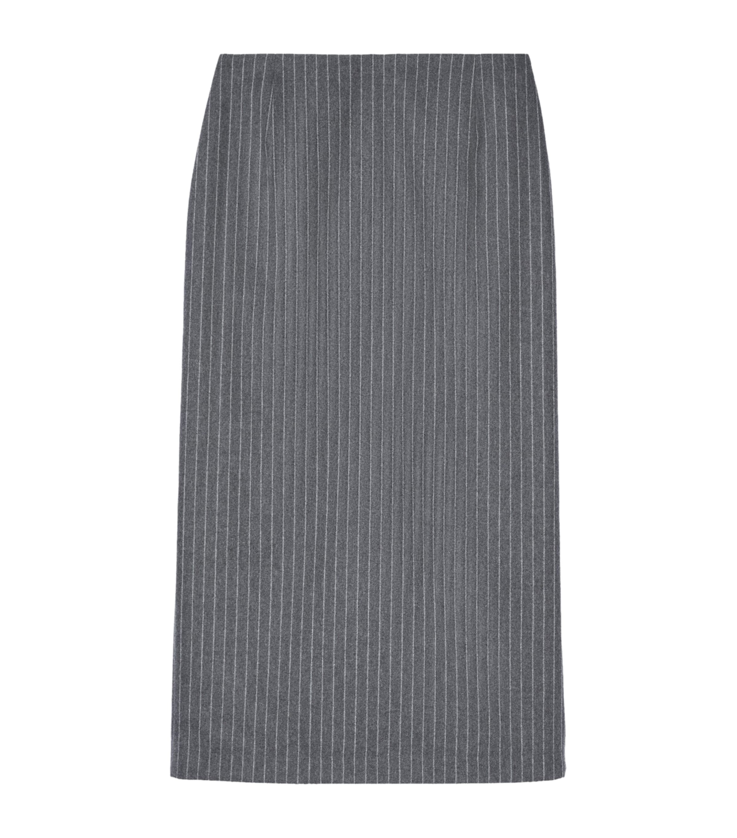 Shop The Kooples Wool-cashmere Pinstripe Pencil Skirt In Grey