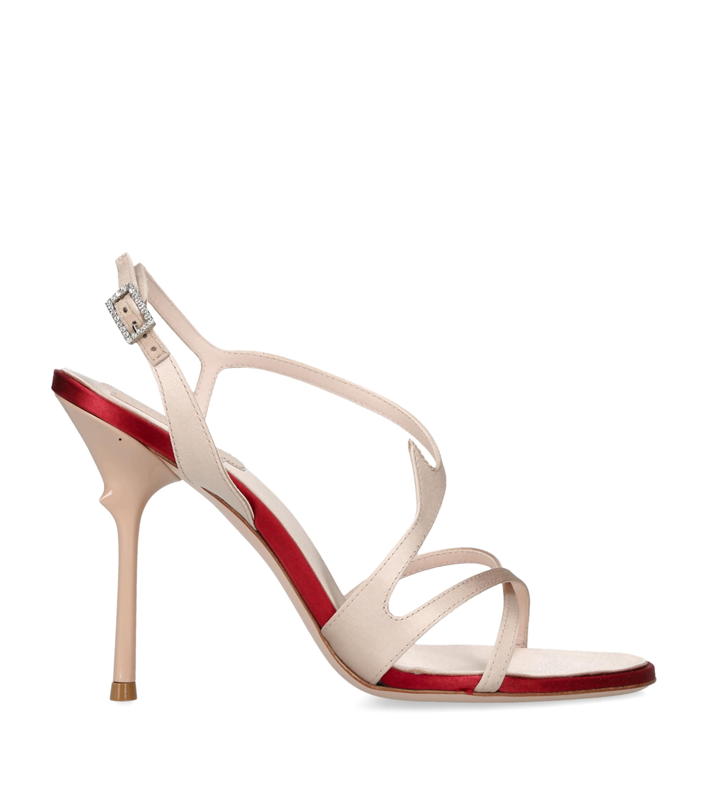 Roger Vivier Satin Rose Sandals 85 Bone Image 1