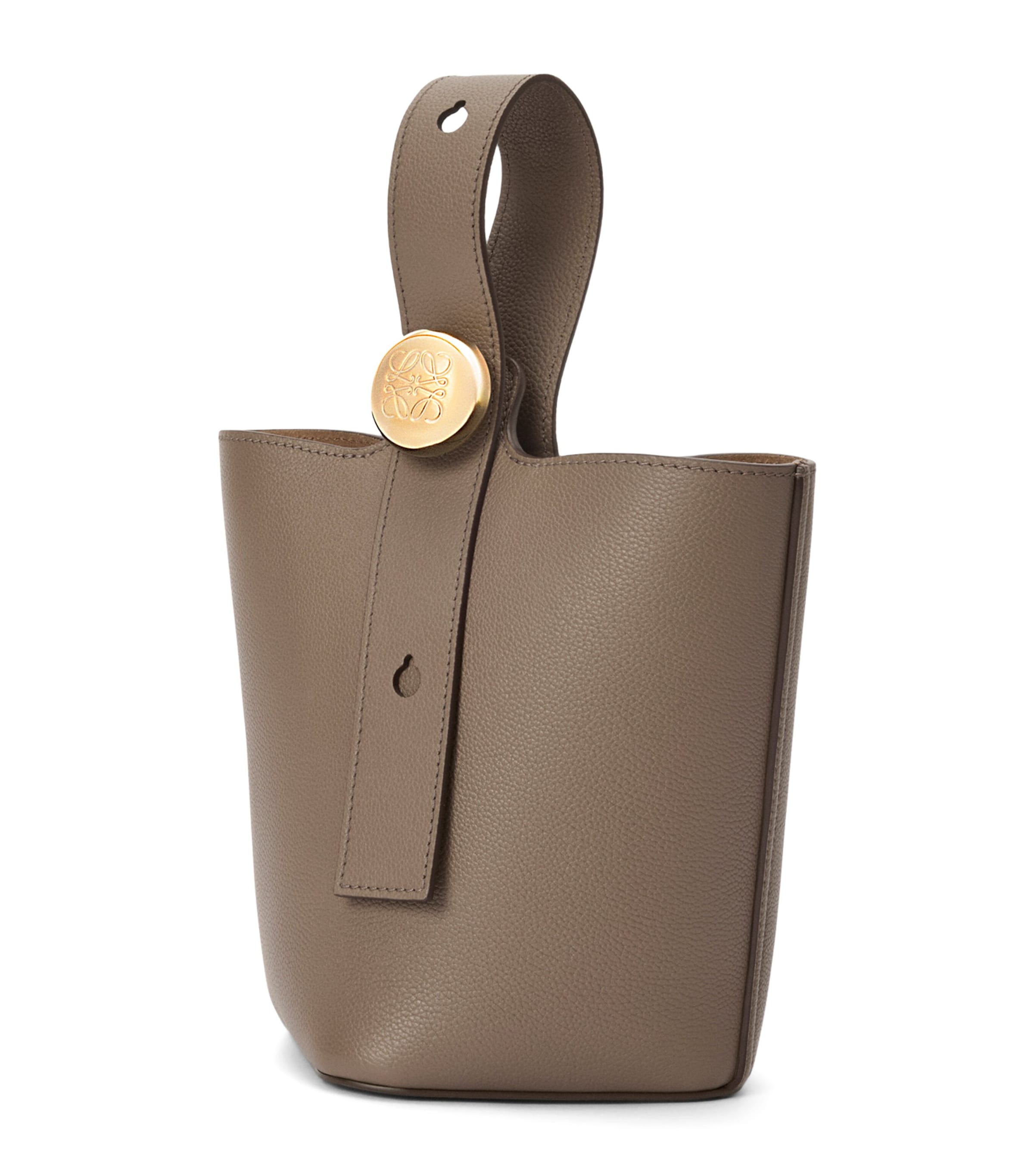 Mini Leather Pebble Bucket Bag TAUPE Image 1