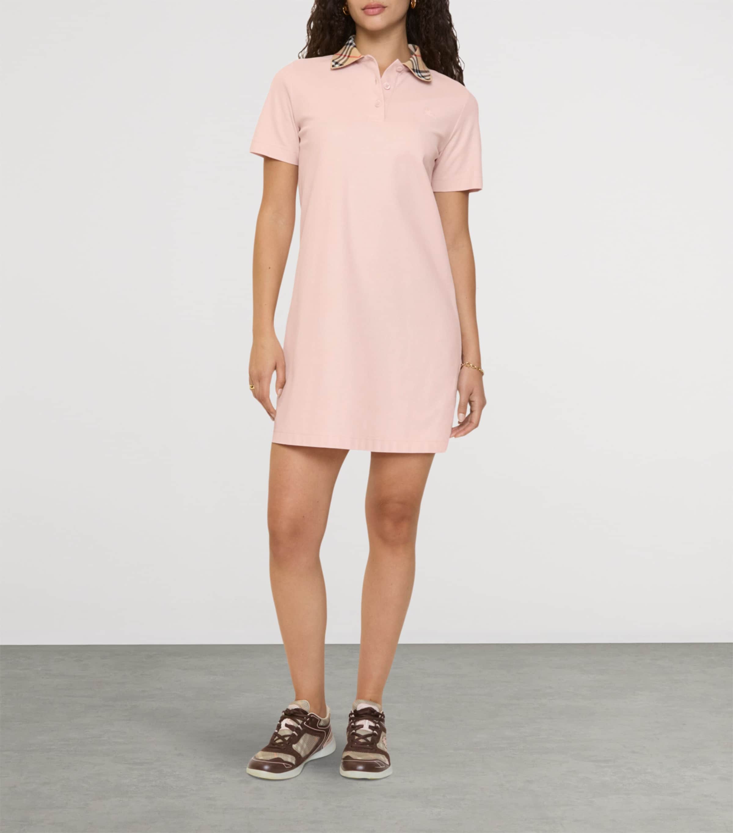 Check-Collar Polo Shirt Mini Dress POSY PINK Image 2