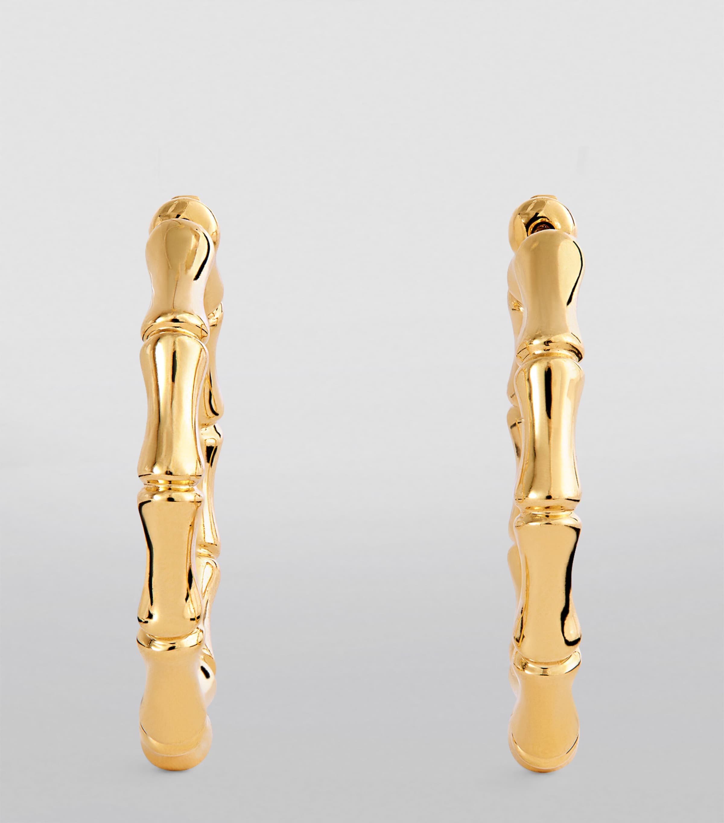 Yellow Gold Bamboo Hoop Earrings YELLOW GOLD Image 2