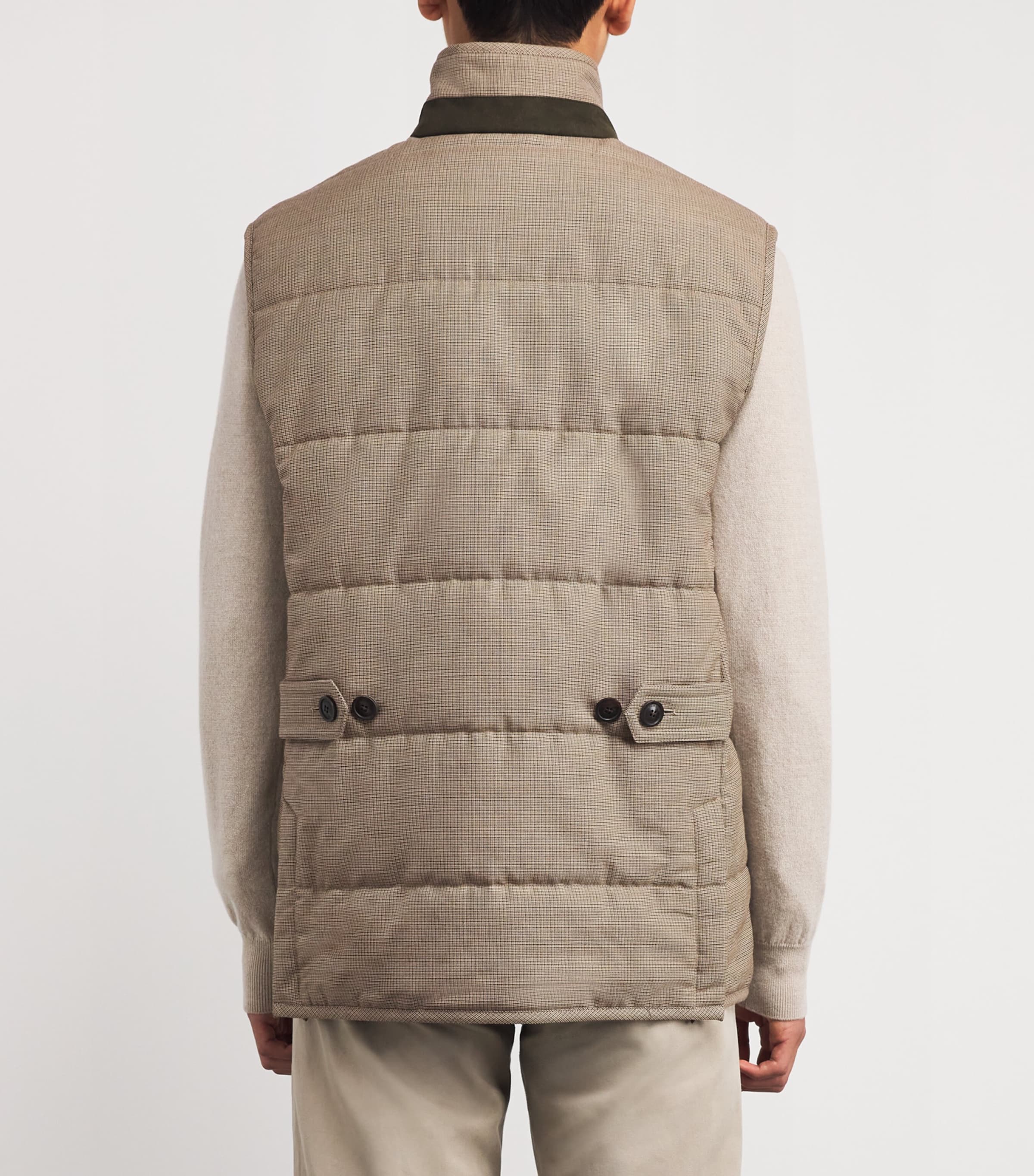 Lambswool Check Rothbury Gilet DARK PEPPERCORN Image 4