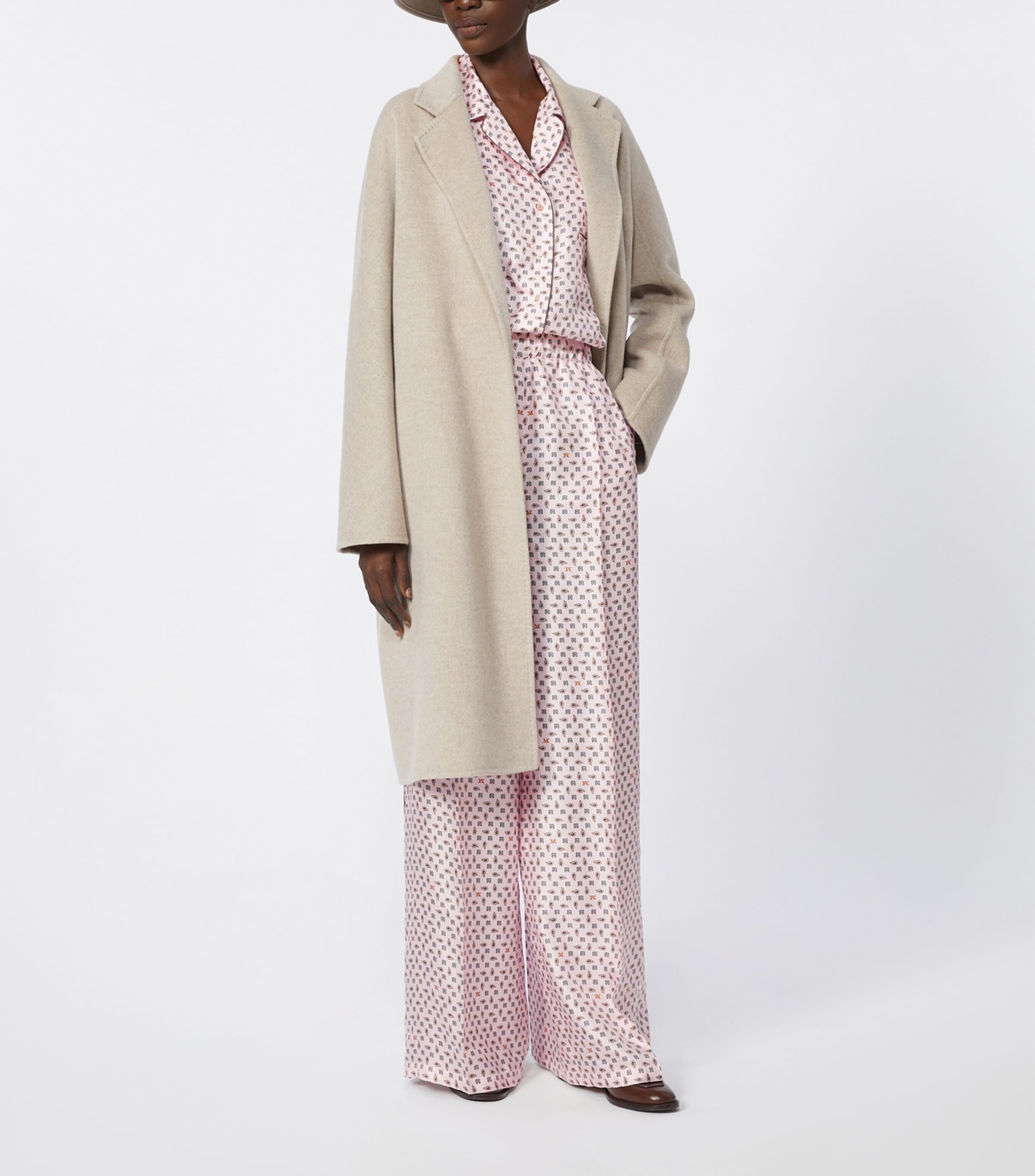 Silk Twill Printed Wide-Leg Trousers PINK Image 2