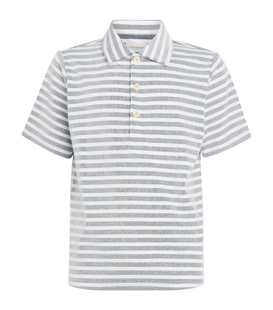Cotton Stripe Polo Shirt CREAM/NAVY Image 1