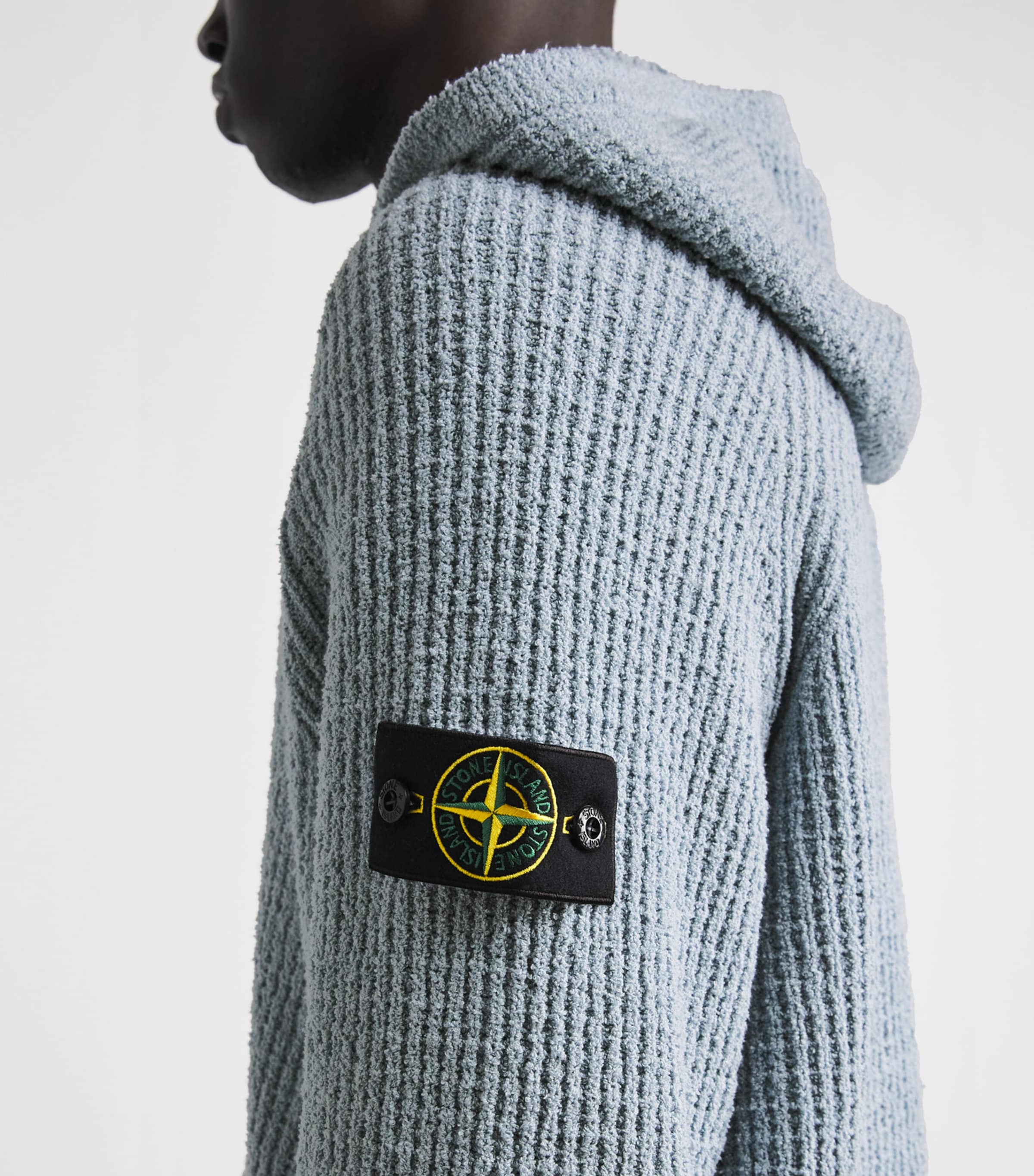 Stone Island Mens Cotton Bouclé Zip-Up Hoodie Image 3
