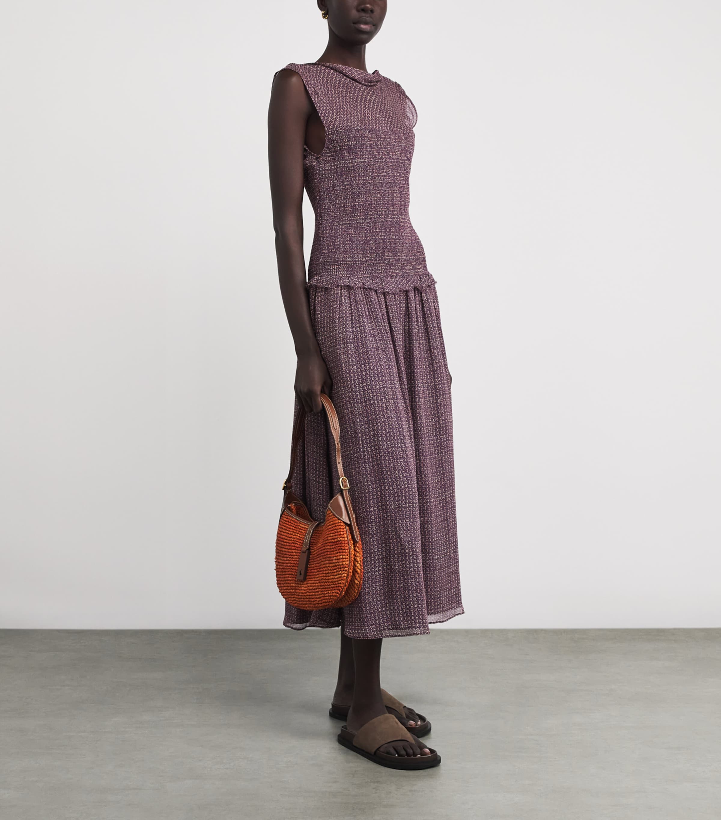 Floral Smocked Midi Dress 2007 MLTI PURPLE CRM Image 2