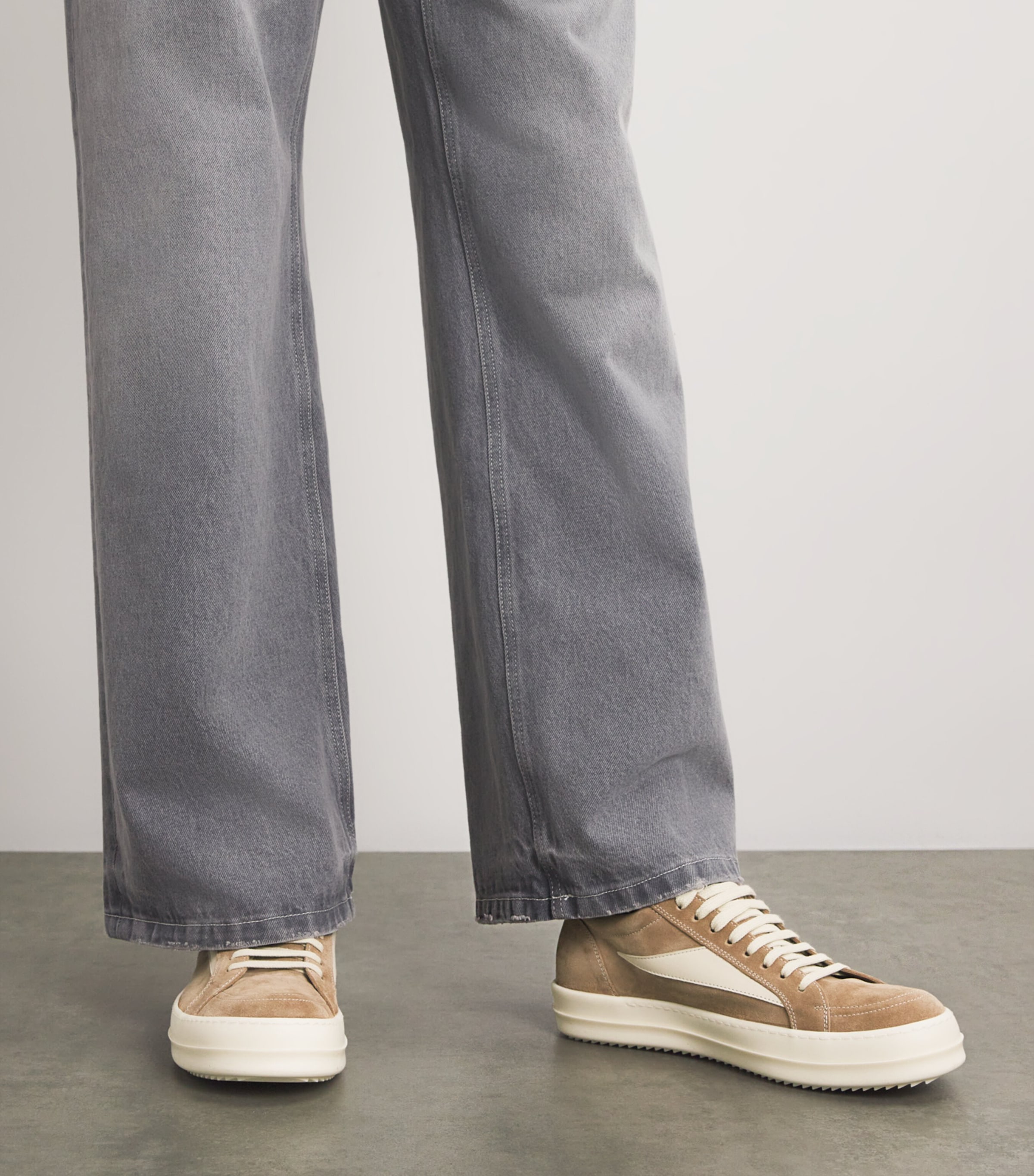 Rick Owens Suede Vintage Low-Top Sneakers Flesh/milk/milk Image 2