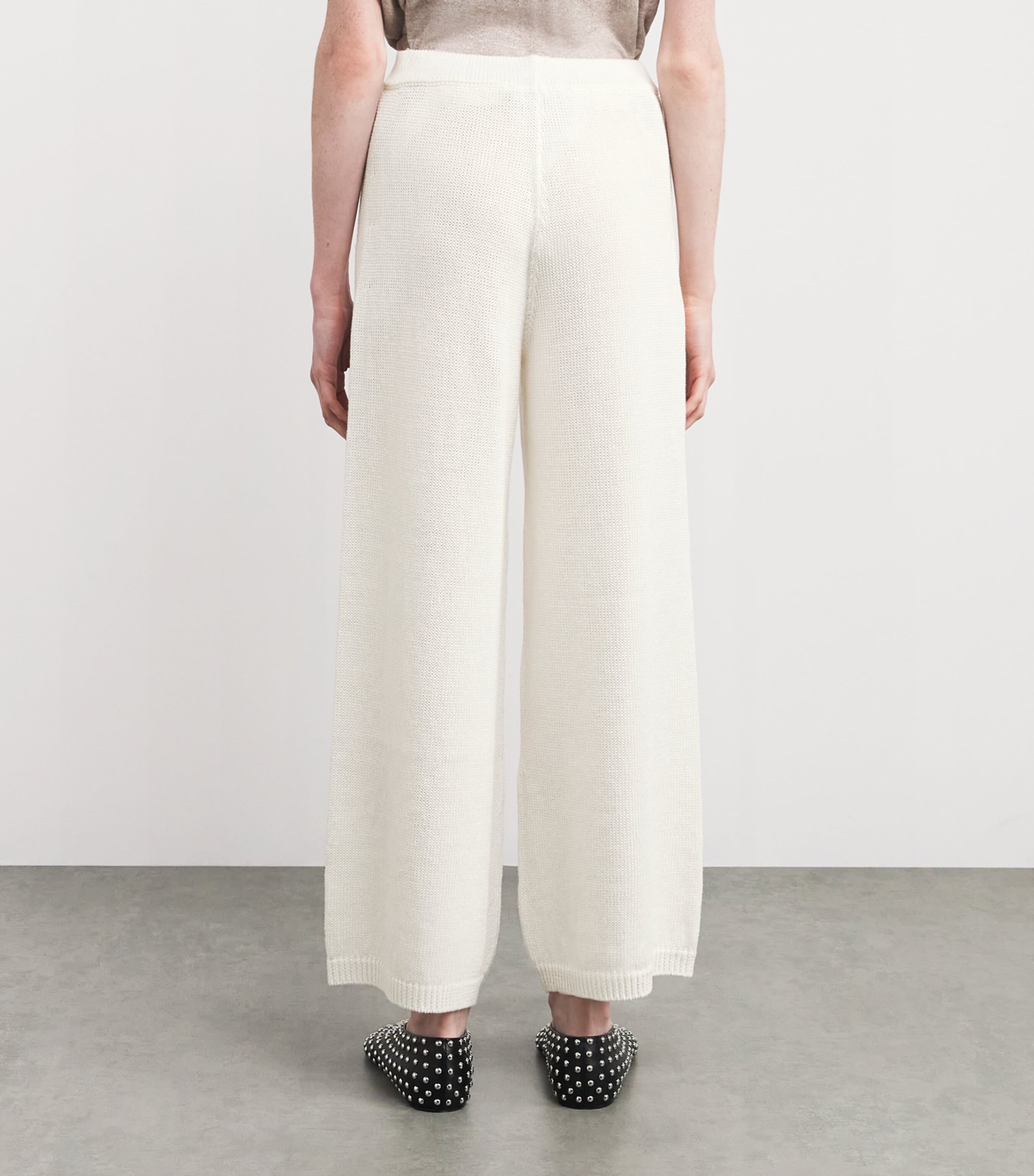 Iris Von Arnim Womens Knitted Payten Wide-Leg Trousers Off White Image 4