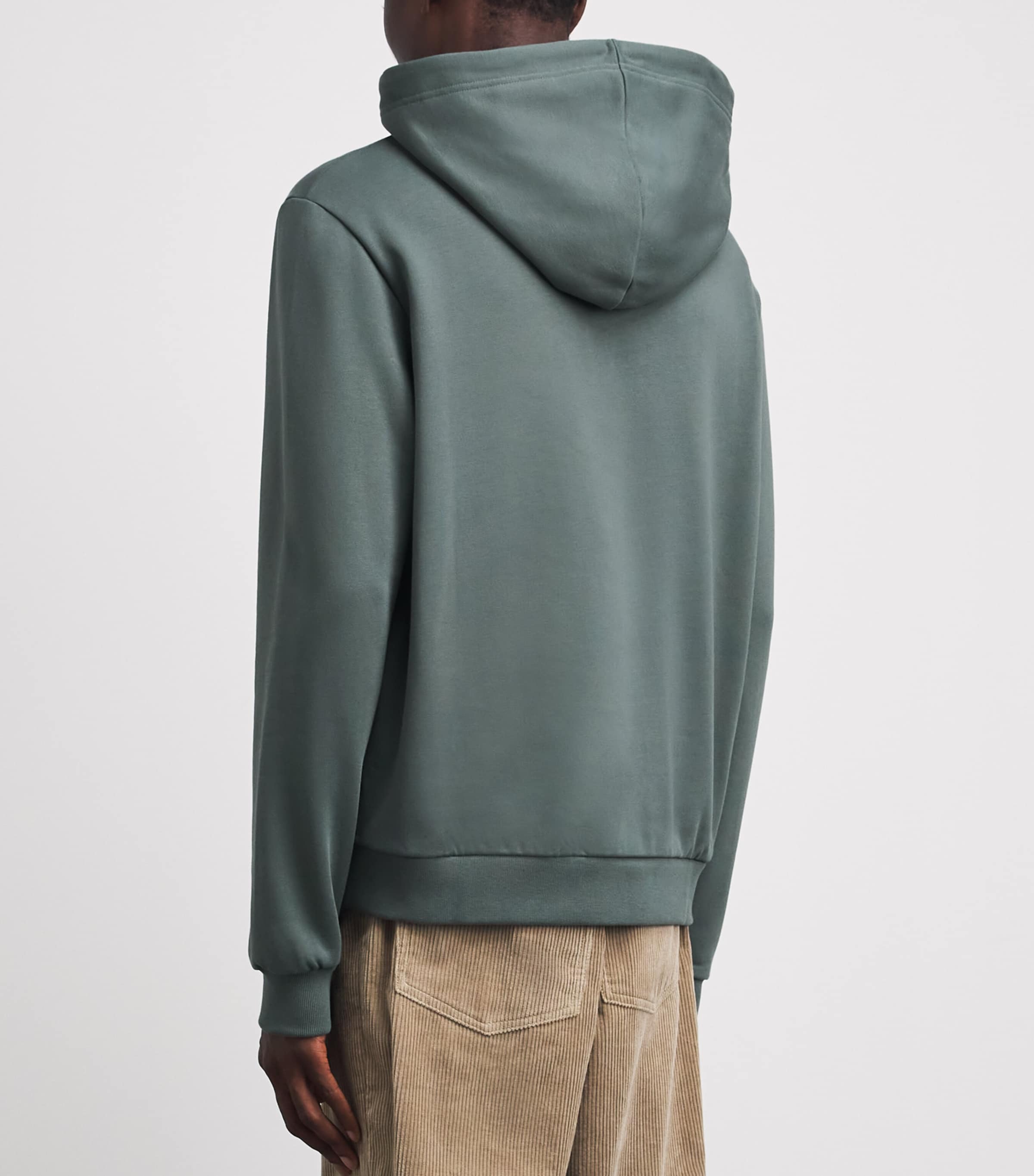 A.P.C. Mens Cotton Rue Madame Logo Hoodie Vert Grise / Blanc Image 5