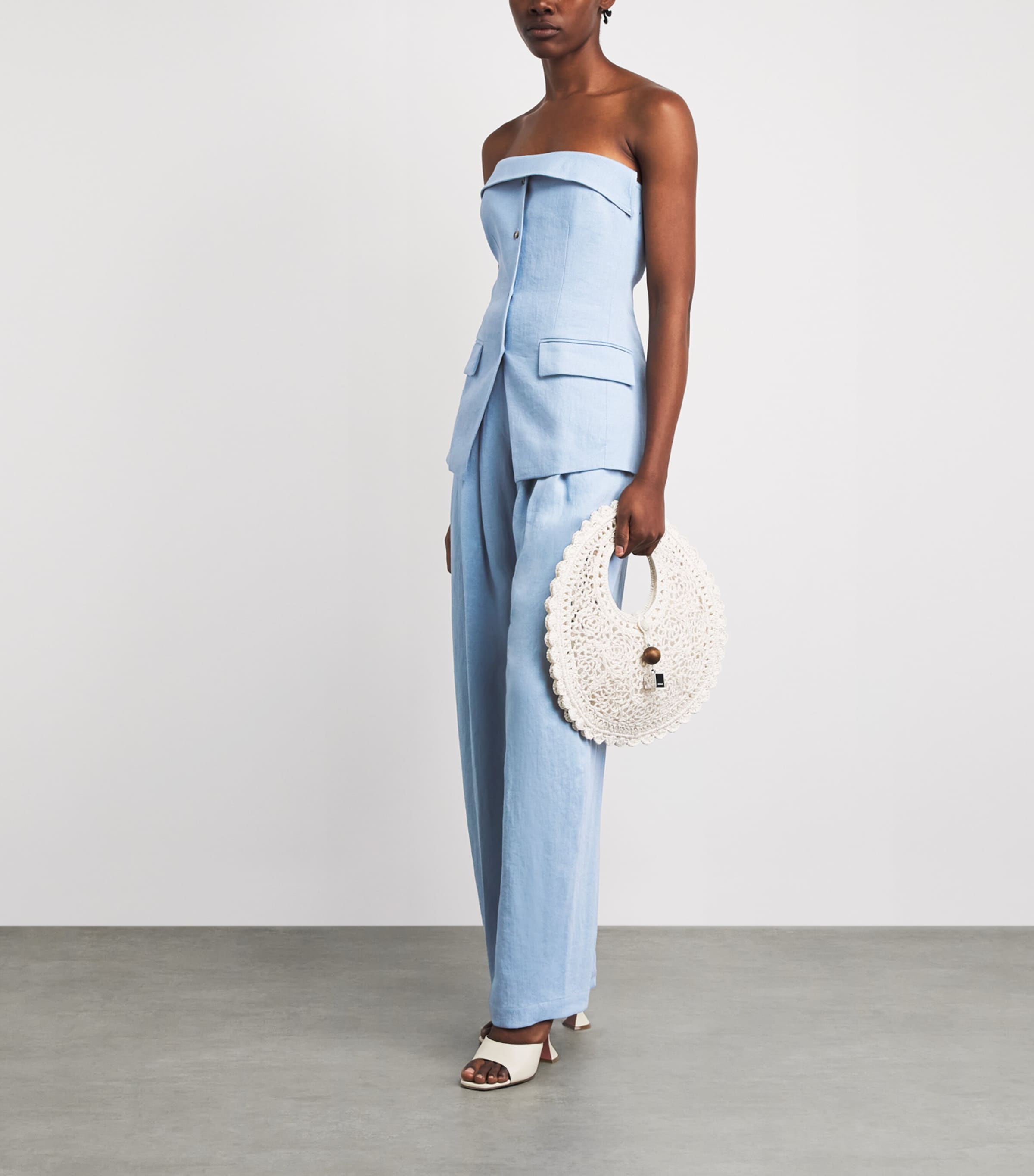 Nanushka Womens Linen-Blend Hettie Trousers Light Blue Image 2