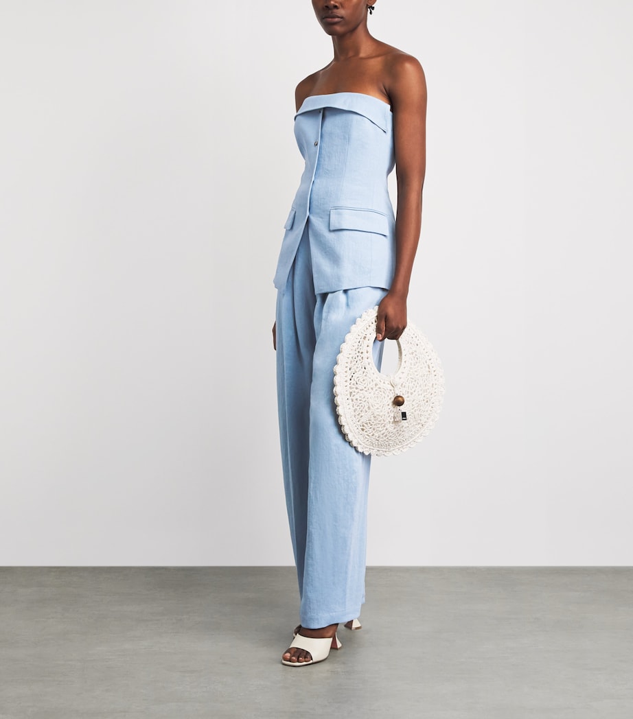 Nanushka Womens Linen-Blend Hettie Trousers Light Blue Image 2