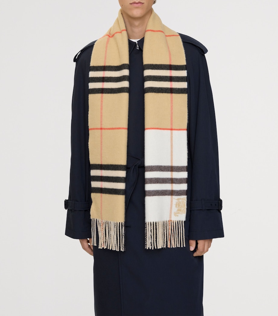 Cashmere Contrast Check Scarf SAND/PEBBLE WHITE Image 3